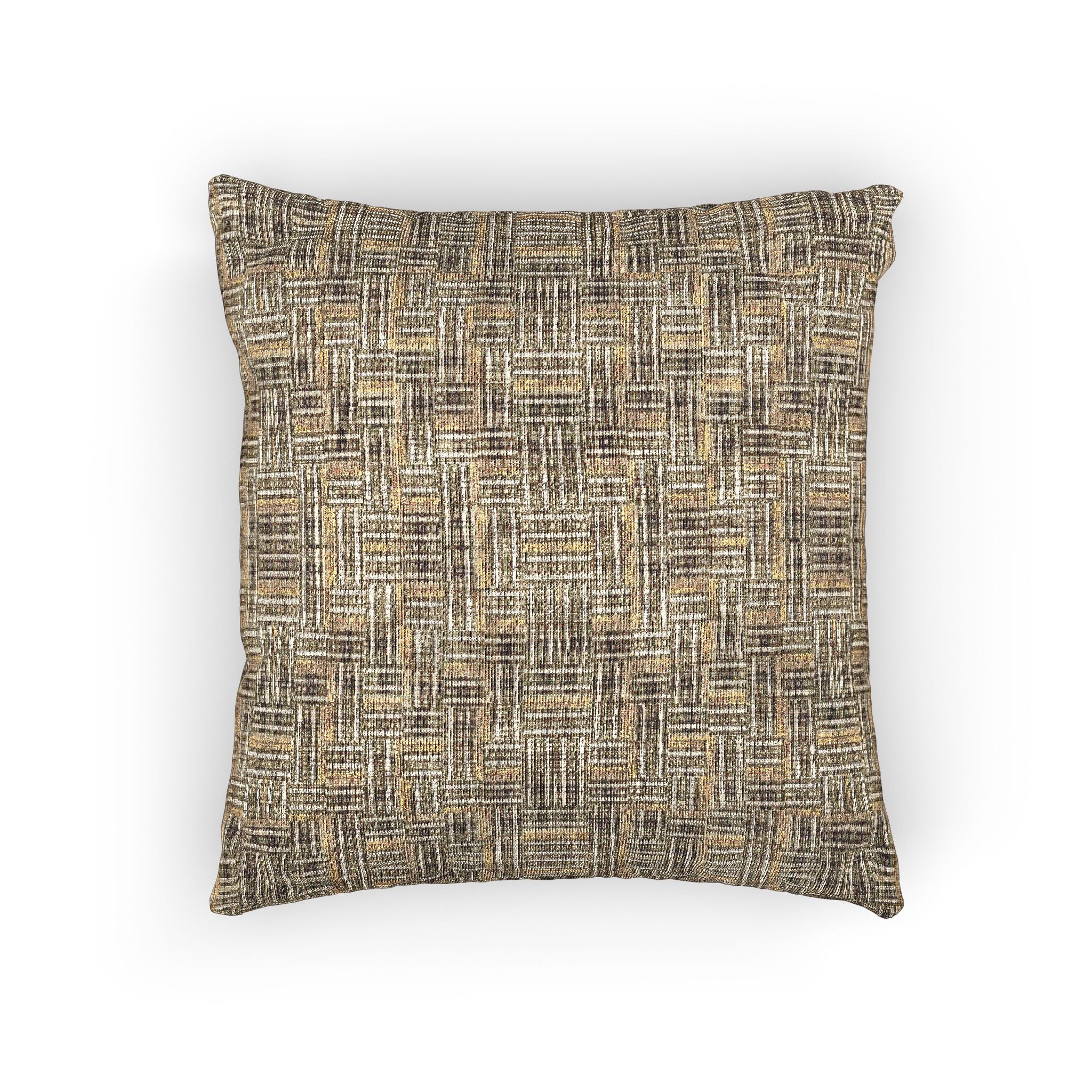 "All Things Fall Apart" Woven Texture Throw Pillow — Neutral Basketweave Decorative Pillow