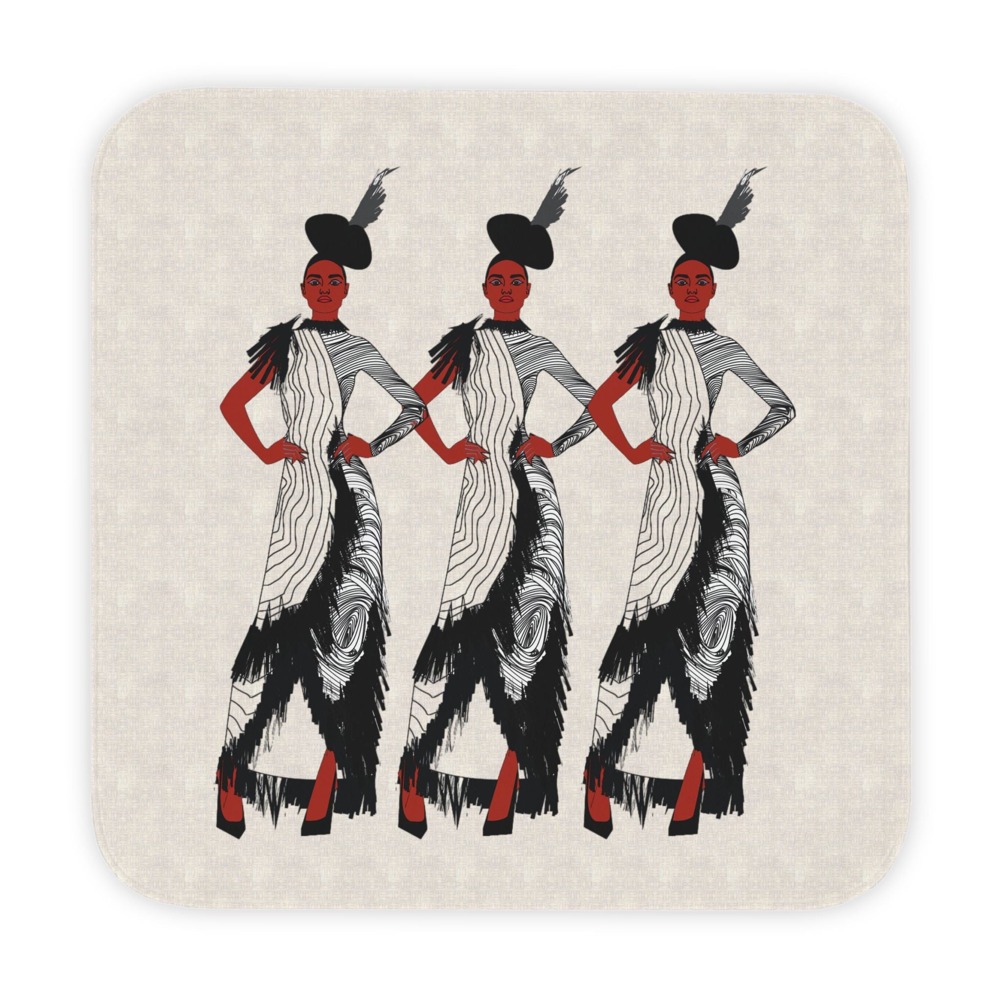 "Fierce Honey" Hooded Baby Towel — Black Girls, Terracotta, Brown Women, Black and White, Triple Fashionista Illustration (Stylish Baby Bath Wrap)