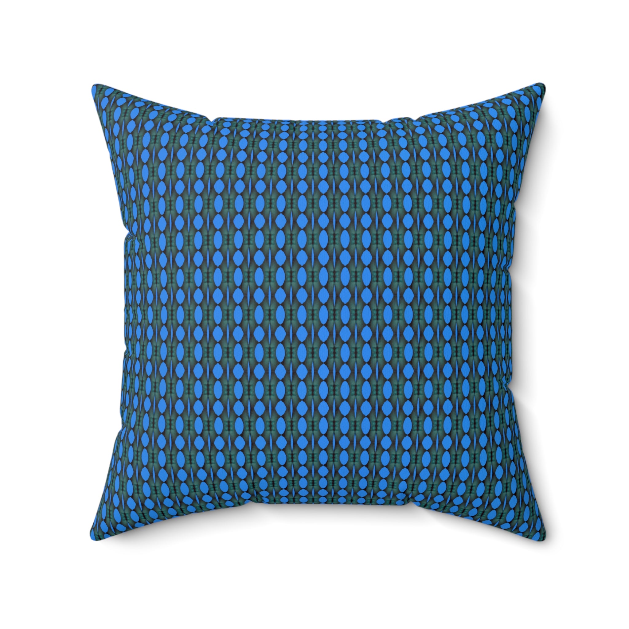 "Where Are We Going?" Blue Geometric Dot Pattern Pillow - Modern Decorative Square Throw Cushion