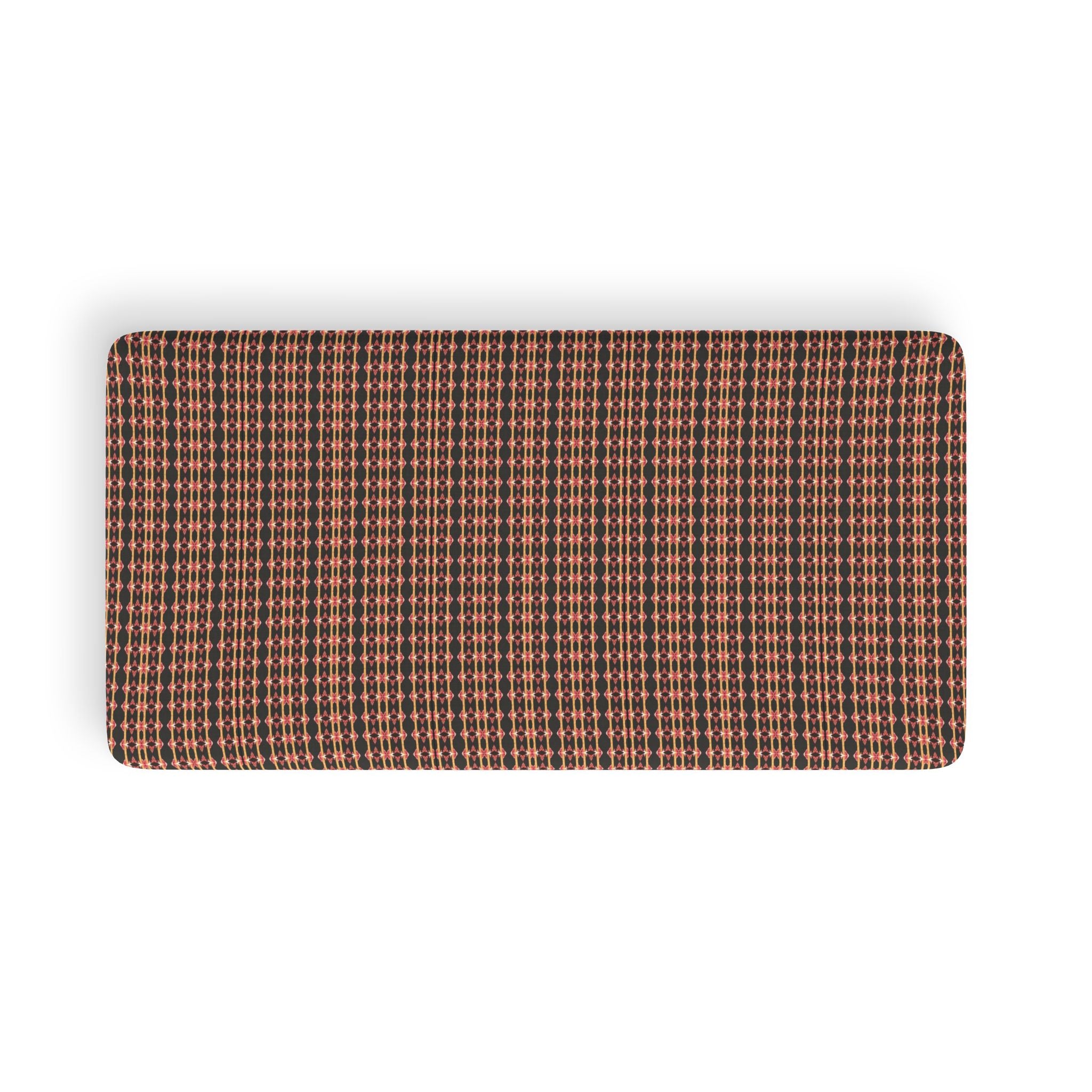 "Native America Now" Autumn Houndstooth Fitted Sheet — Rustic Brown Plaid Bed Sheet (AOP)