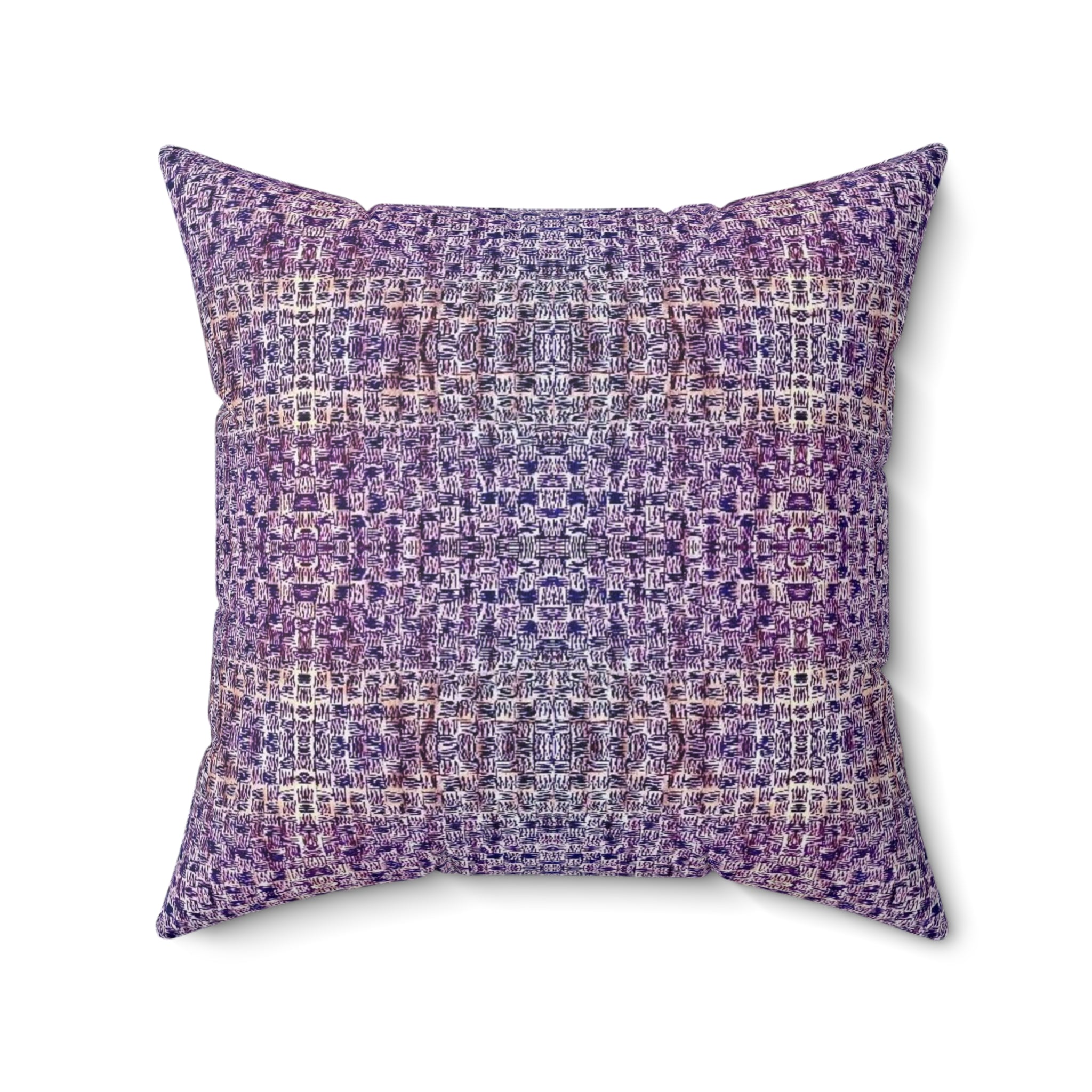 "Pauline, My Love" Purple and Blue Mosaic Decorative Pillow - Boho Geometric Accent Cushion