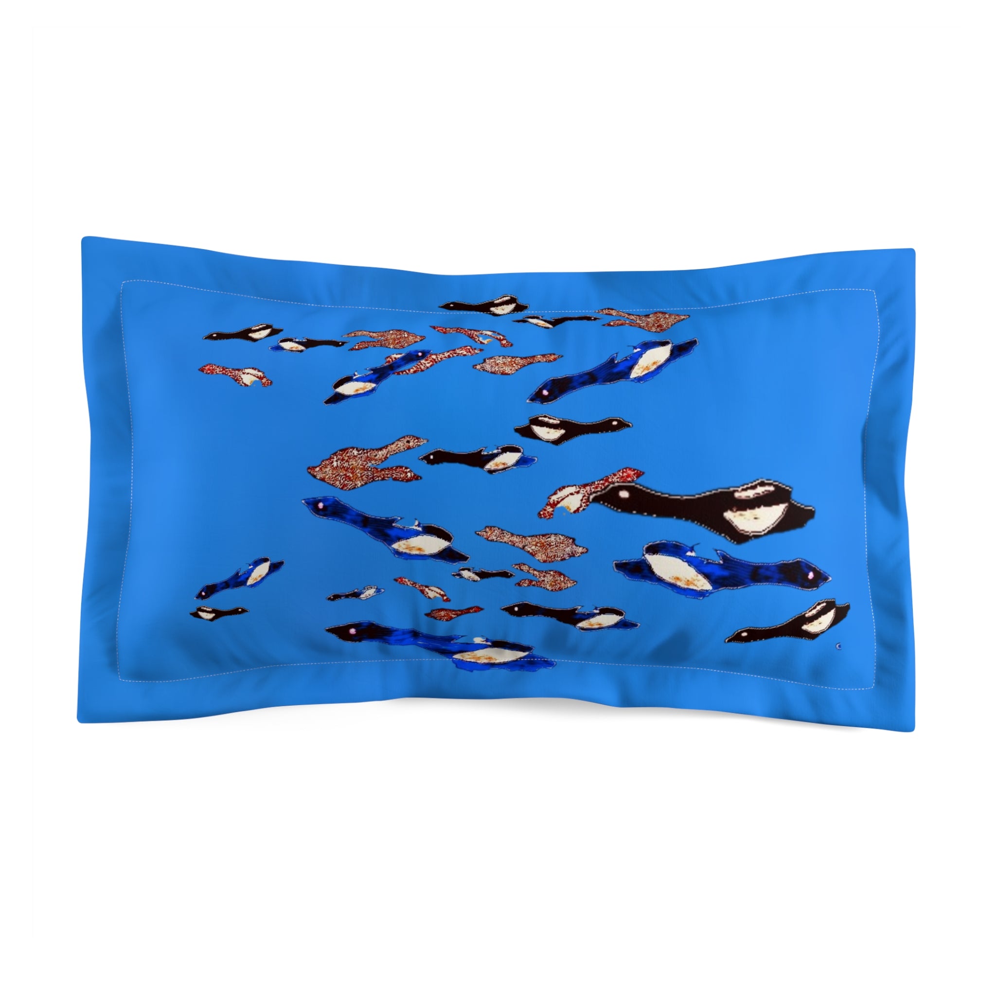 "Fly Me to the Moon" Pillow Sham — Blue Birdies Pattern Microfiber Decorative Pillowcase