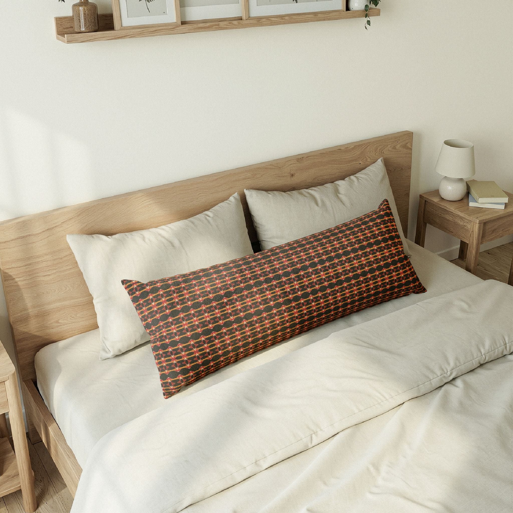 "Native America Now" Autumn Plaid Body Pillow — Cozy Rustic Check Pattern for Living Room & Bedroom