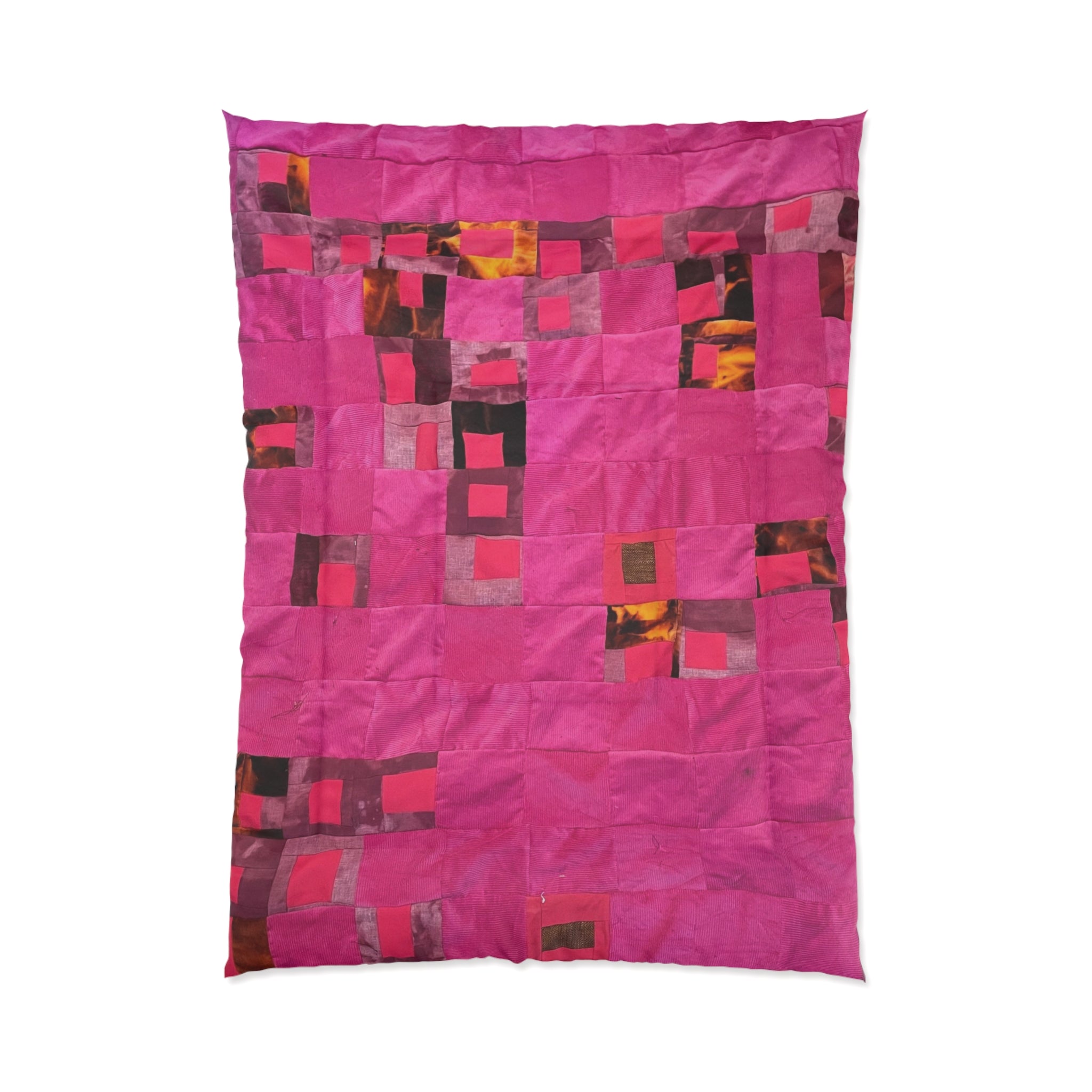 "Lela" Pink Geometric Comforter — Modern Patchwork Duvet Cover