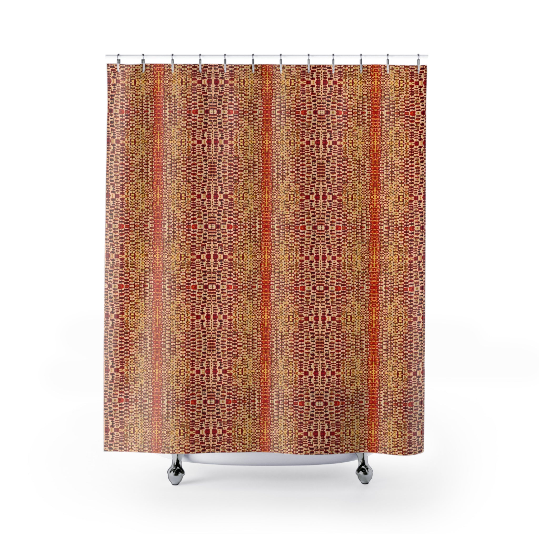 "Queen Mother" Warm Tribal Mosaic Shower Curtain — Boho Geometric Bathroom Decor
