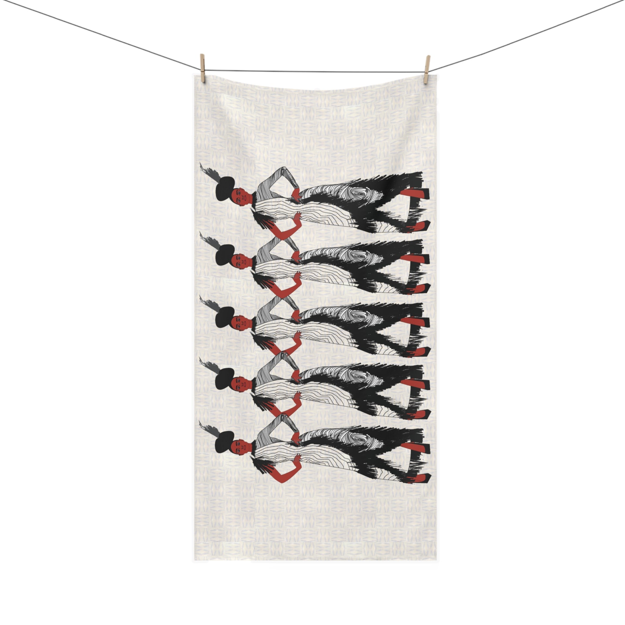 "Fierce Honey" Mink-Cotton Towel — Vintage Flapper Dancer Pattern Beach Towel