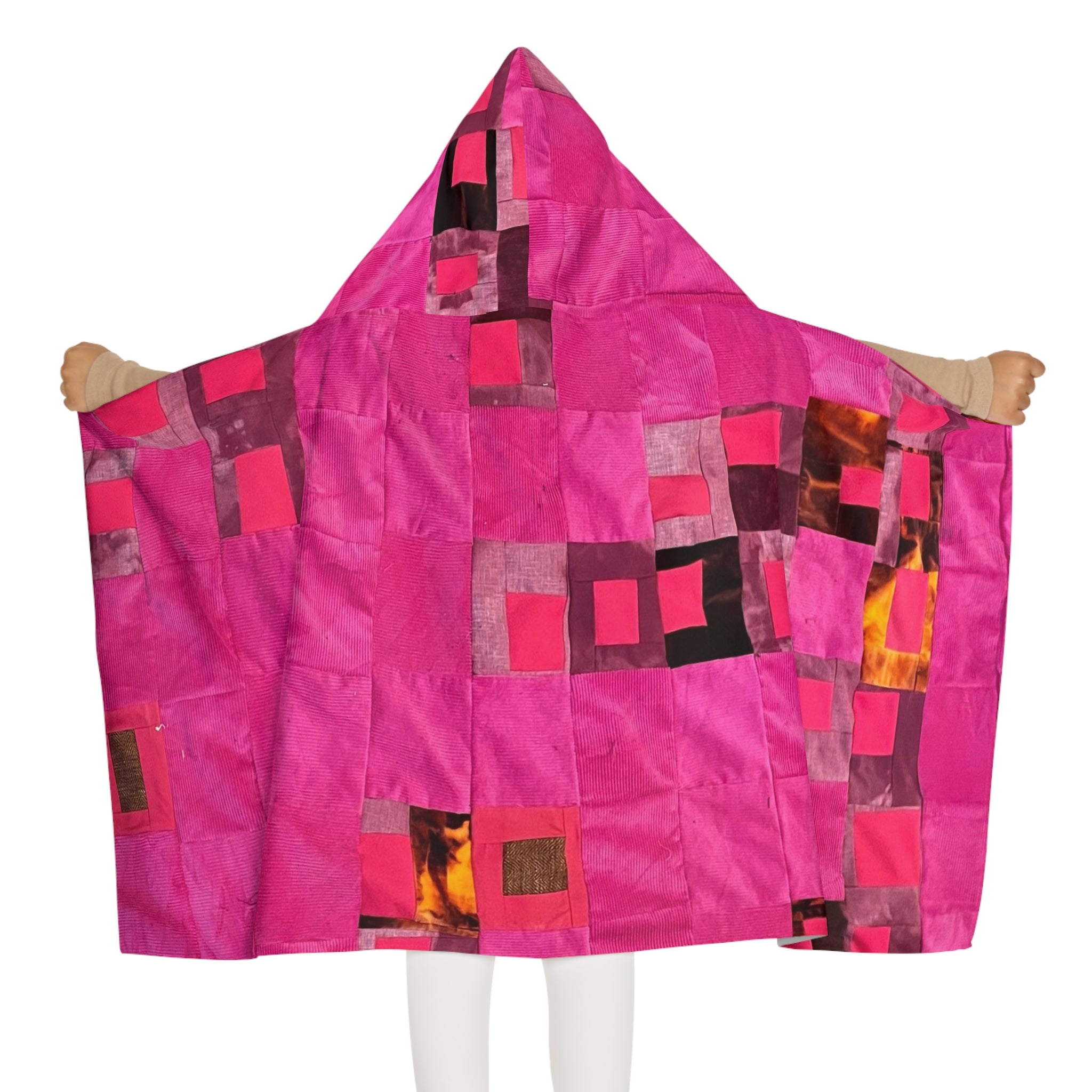 "Lela" Pink Patchwork Hooded Youth Towel — Cozy Kids Swim & Bath Wrap