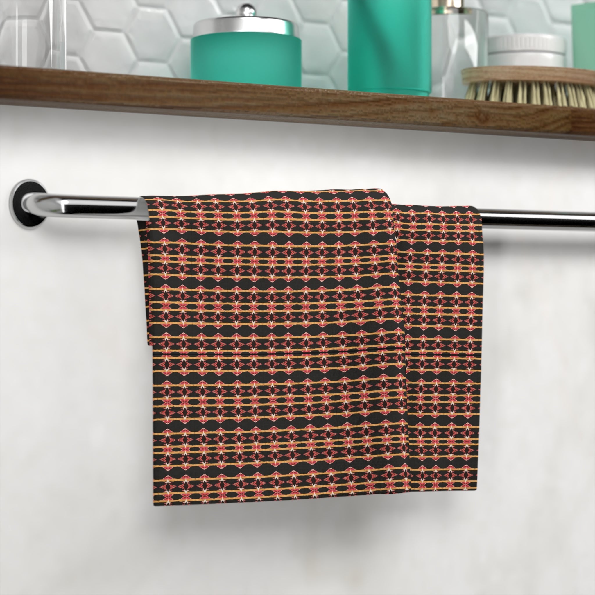 "Native America Now" Geometric Rust Plaid Face Towel