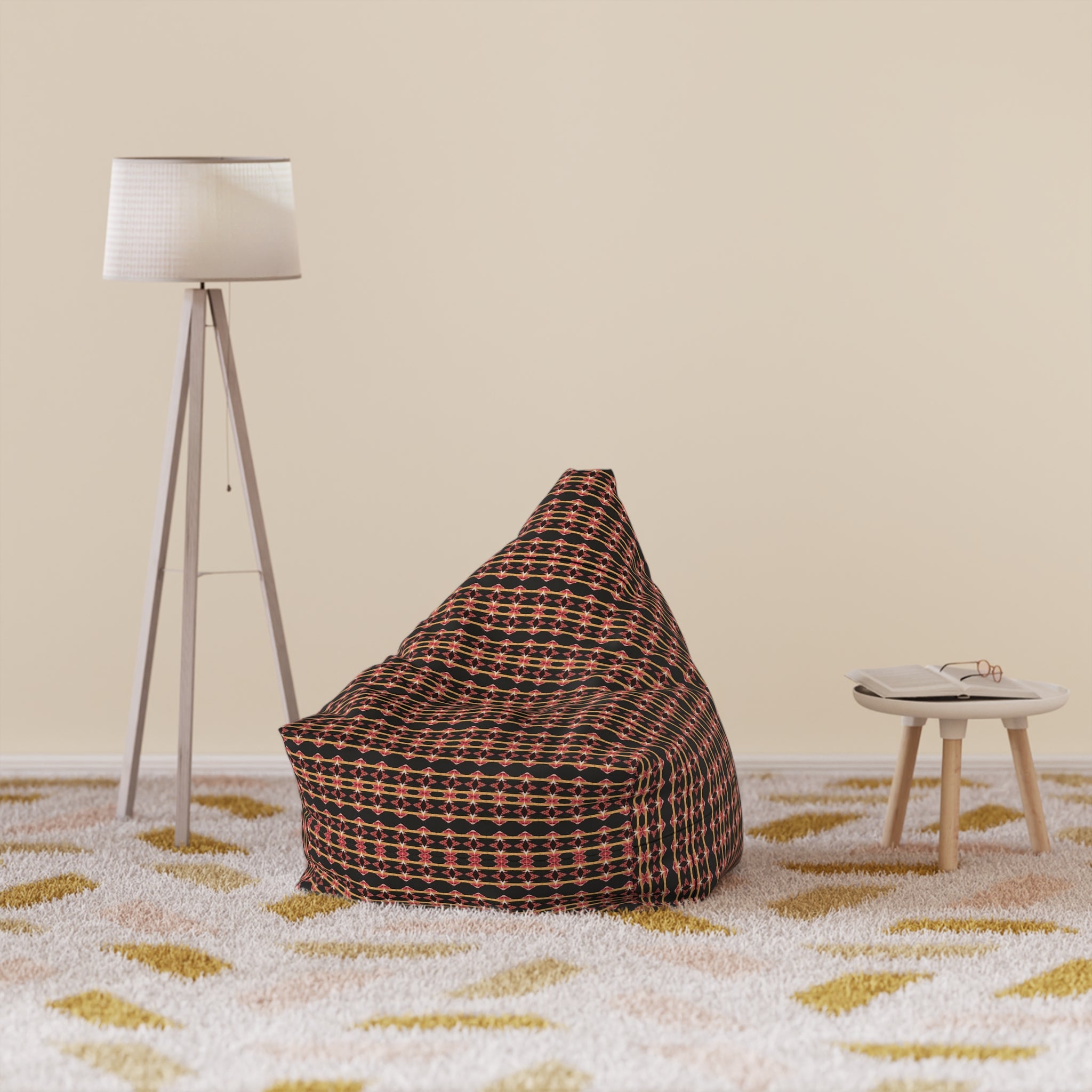 "Native America Now" Bean Bag Cover – Geometric Black & Copper Pattern