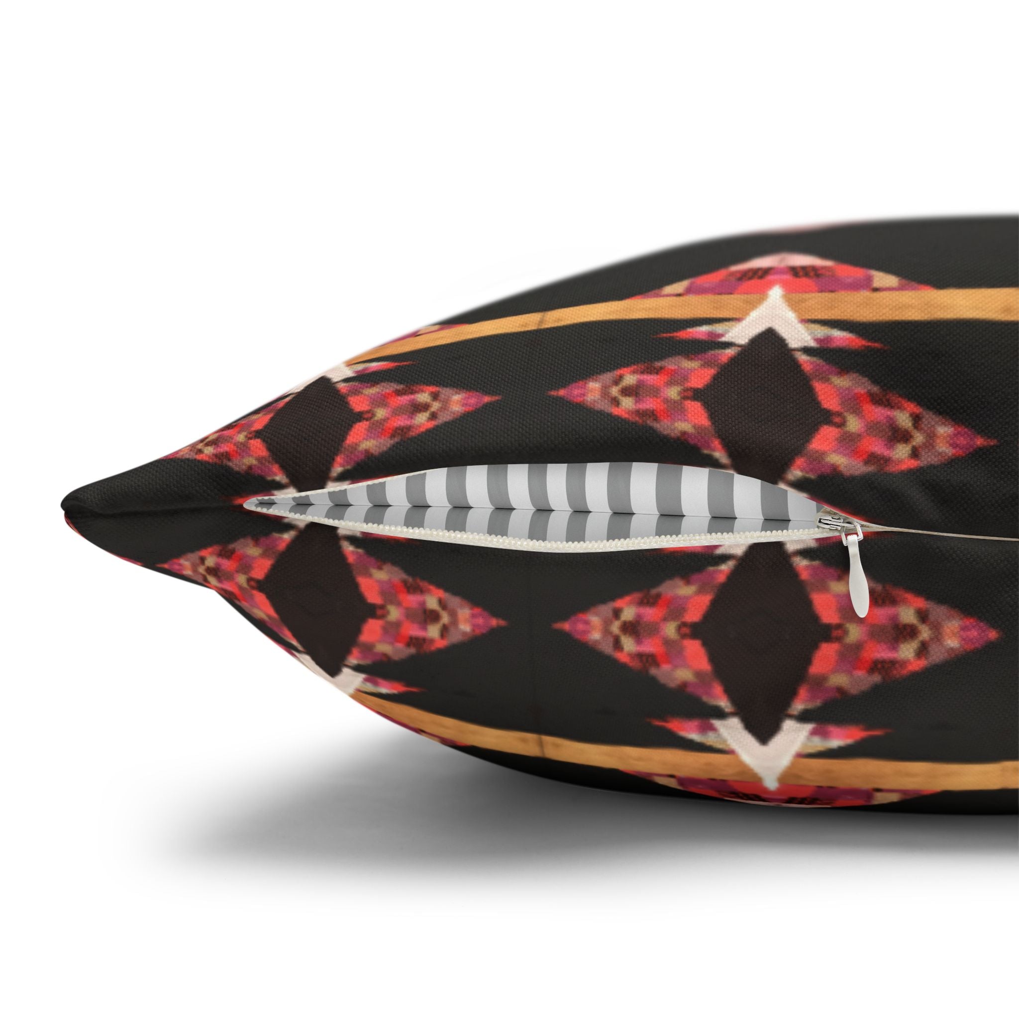 "Native America Now" Geometric Tribal Pattern Pillowcase — Black & Warm Red Decorative Throw Pillow