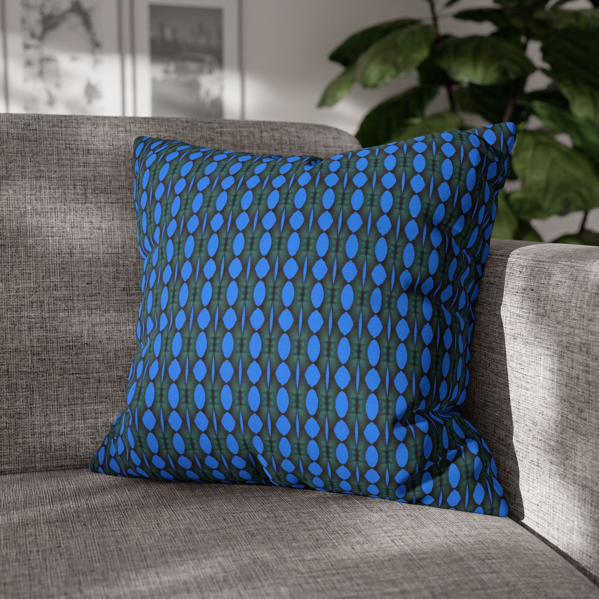 "Where Are We Going?" Green and Energy Blue Spun Polyester Square Pillowcase