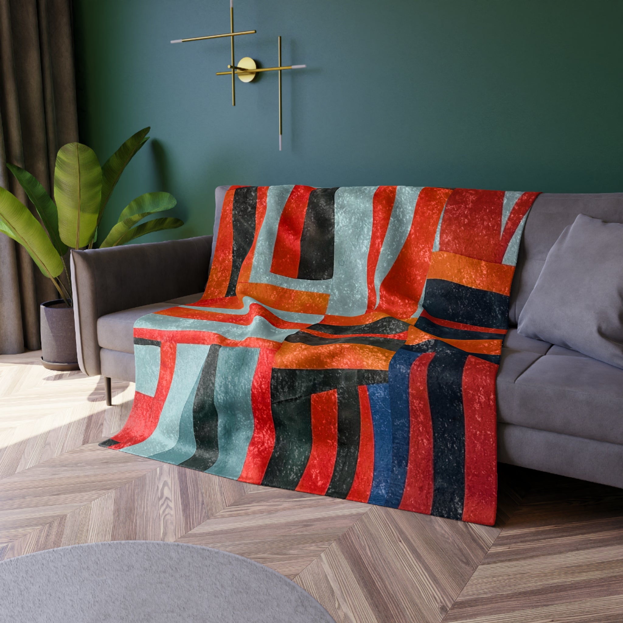 "Samuel" Crushed Velvet Blanket - Quilted, Geometric Design for Men and Women