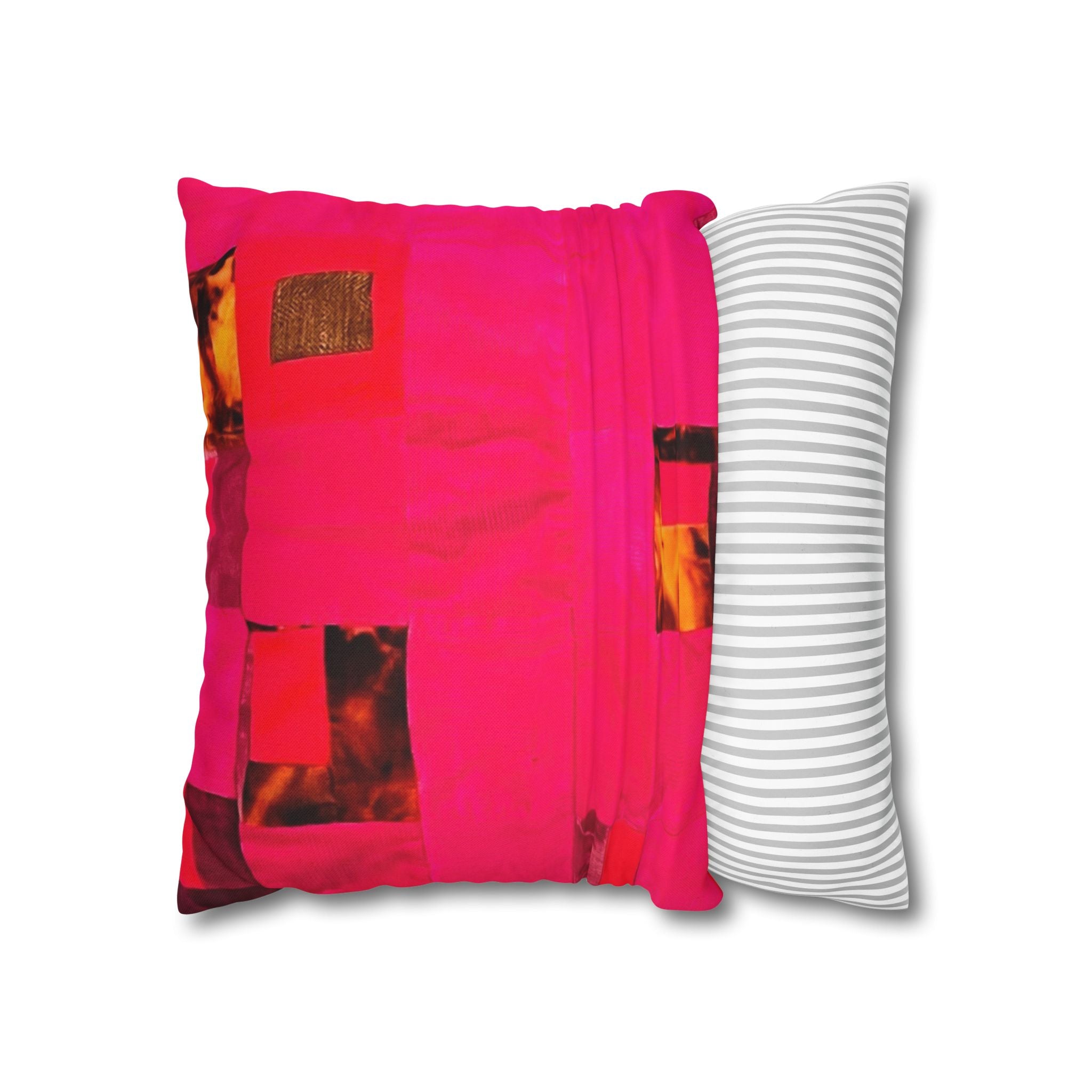"Lela Lela" Hot Pink Abstract Square Pillowcase — Modern Geometric Decorative Throw Pillow