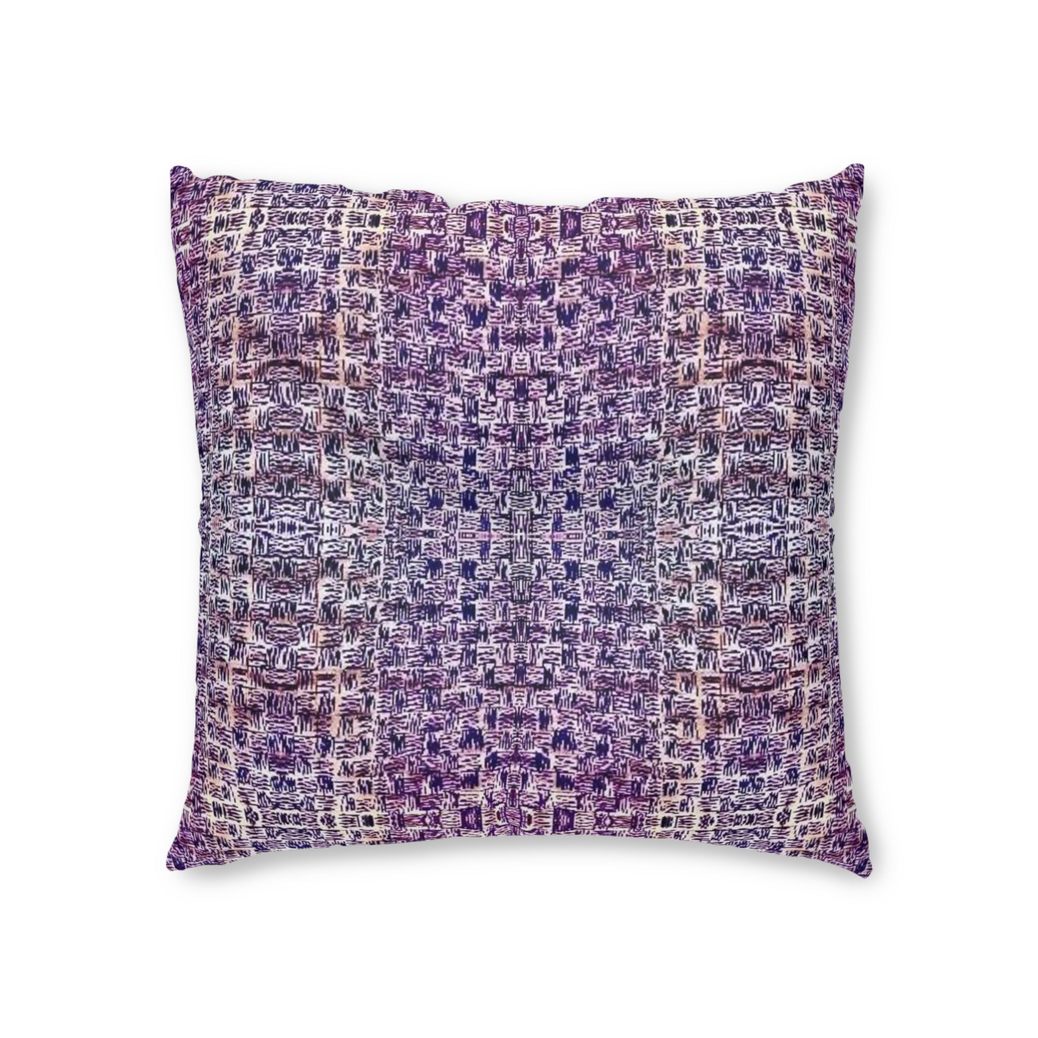 "Pauline, My Love" Tufted Floor Pillow — Lavender Plaid Boho Square Cushion