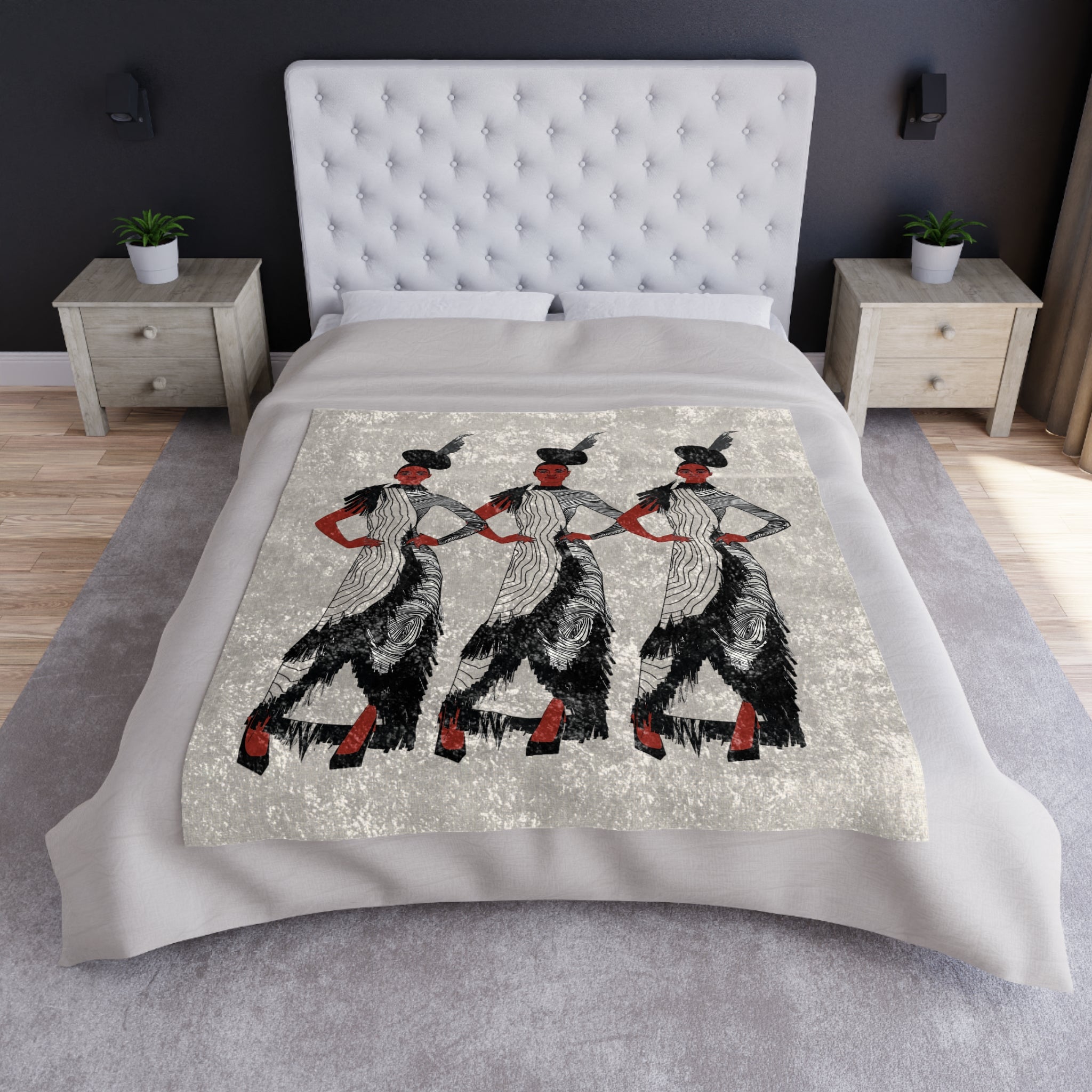 "Fierce Honey" Posh and Fancy Black Women, Fashion Illustration Crushed Velvet Blanket