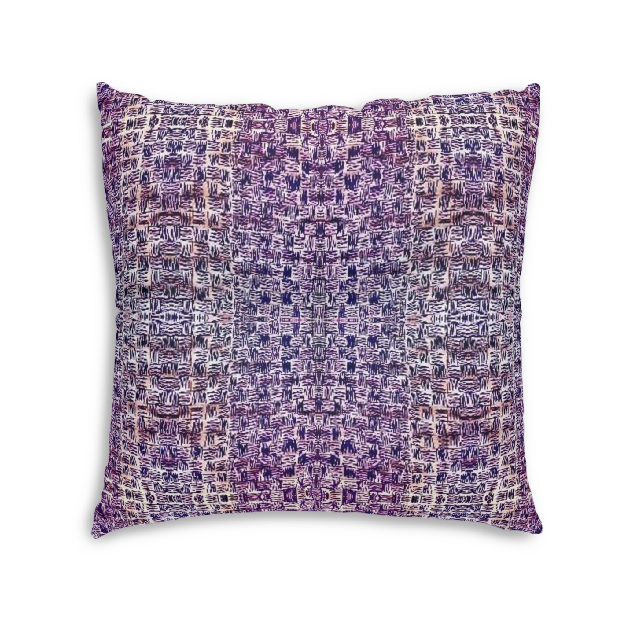 "Pauline, My Love" Tufted Floor Pillow — Lavender Plaid Boho Square Cushion