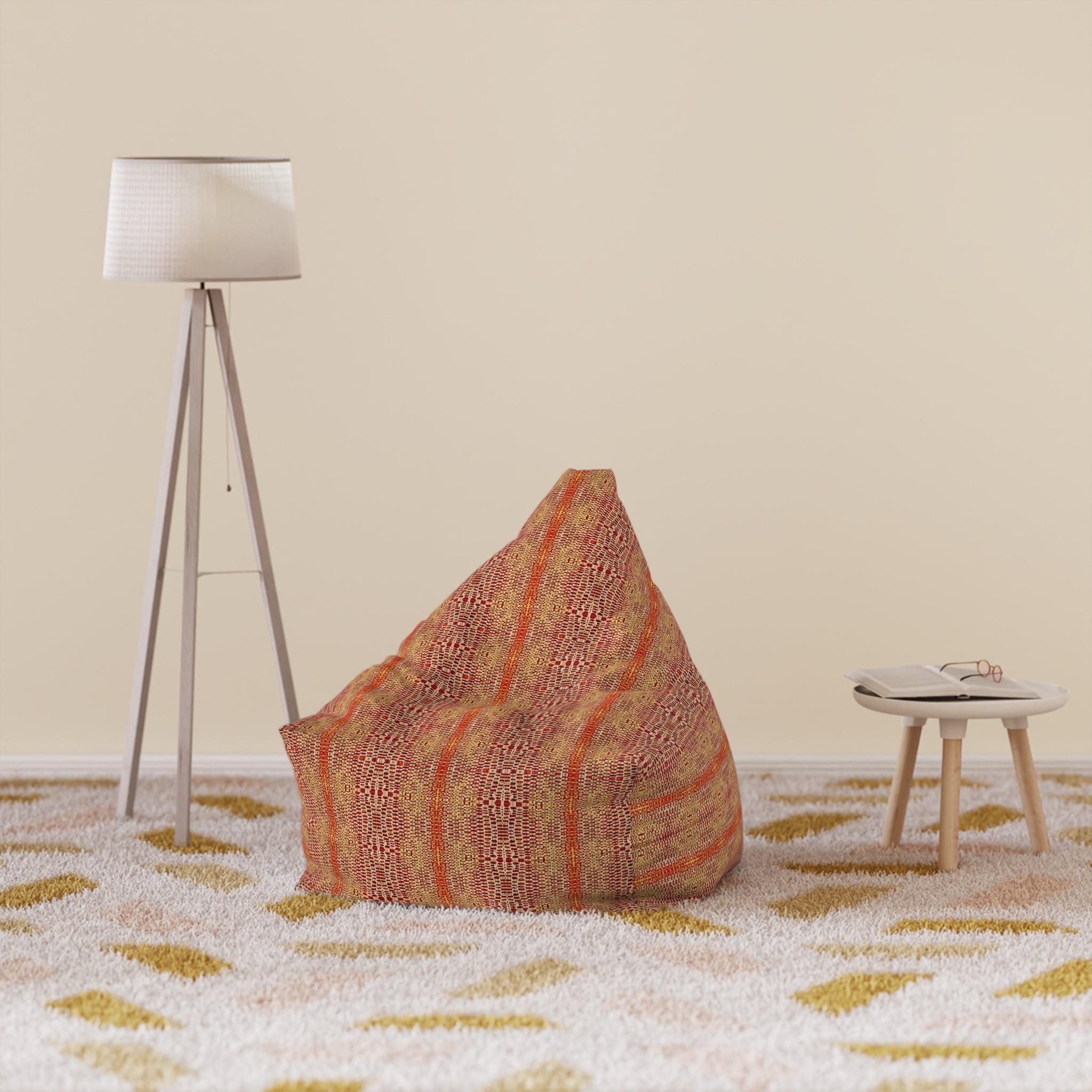 "Queen Mother" Bohemian Woven, Bronze and Gold, Stripe Bean Bag Cover