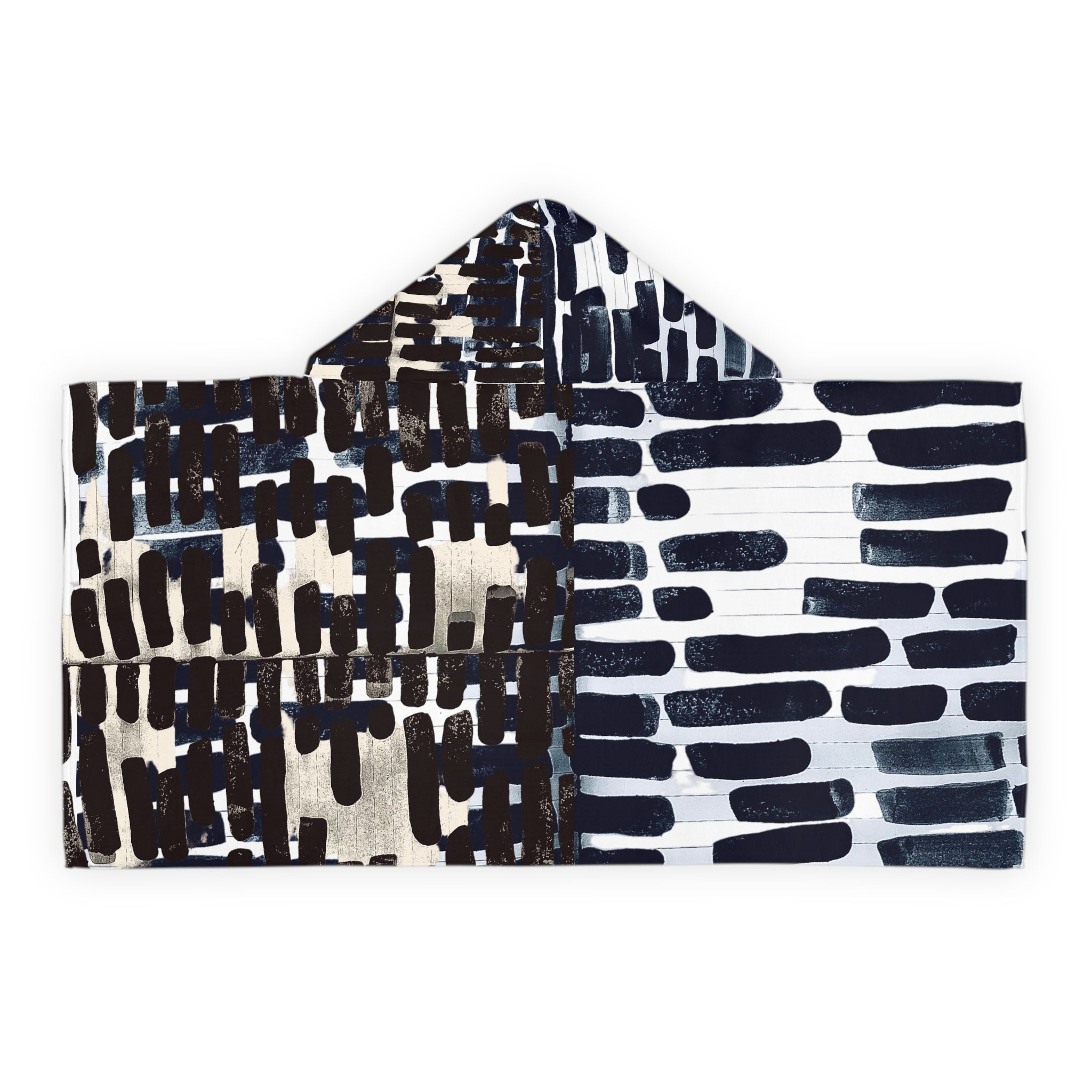 "Only My Notebook Knows How I Feel, My Heart Is On Every Page" Hooded Towel – Navy Brushstroke Pattern for Kids