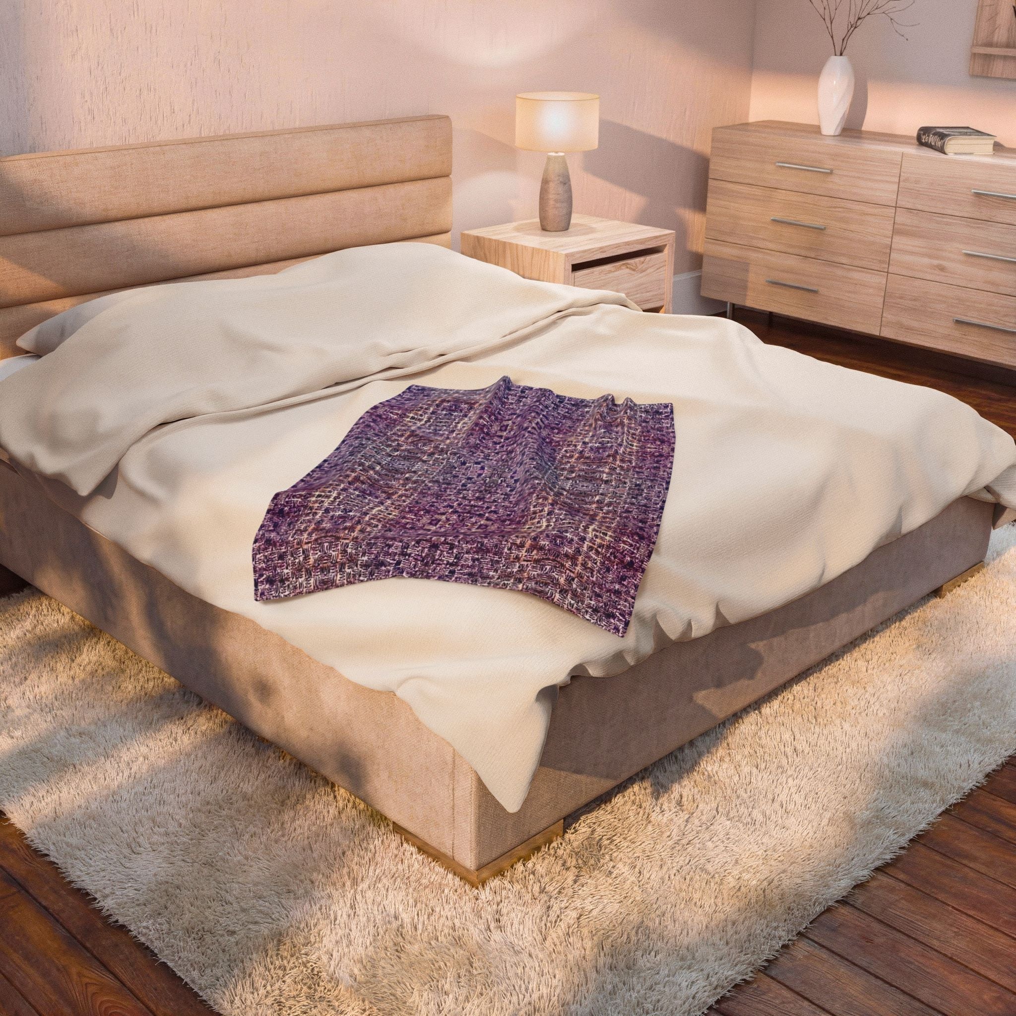 "Pauline, My Love" Velveteen Plush Blanket — Purple Woven Mosaic Throw