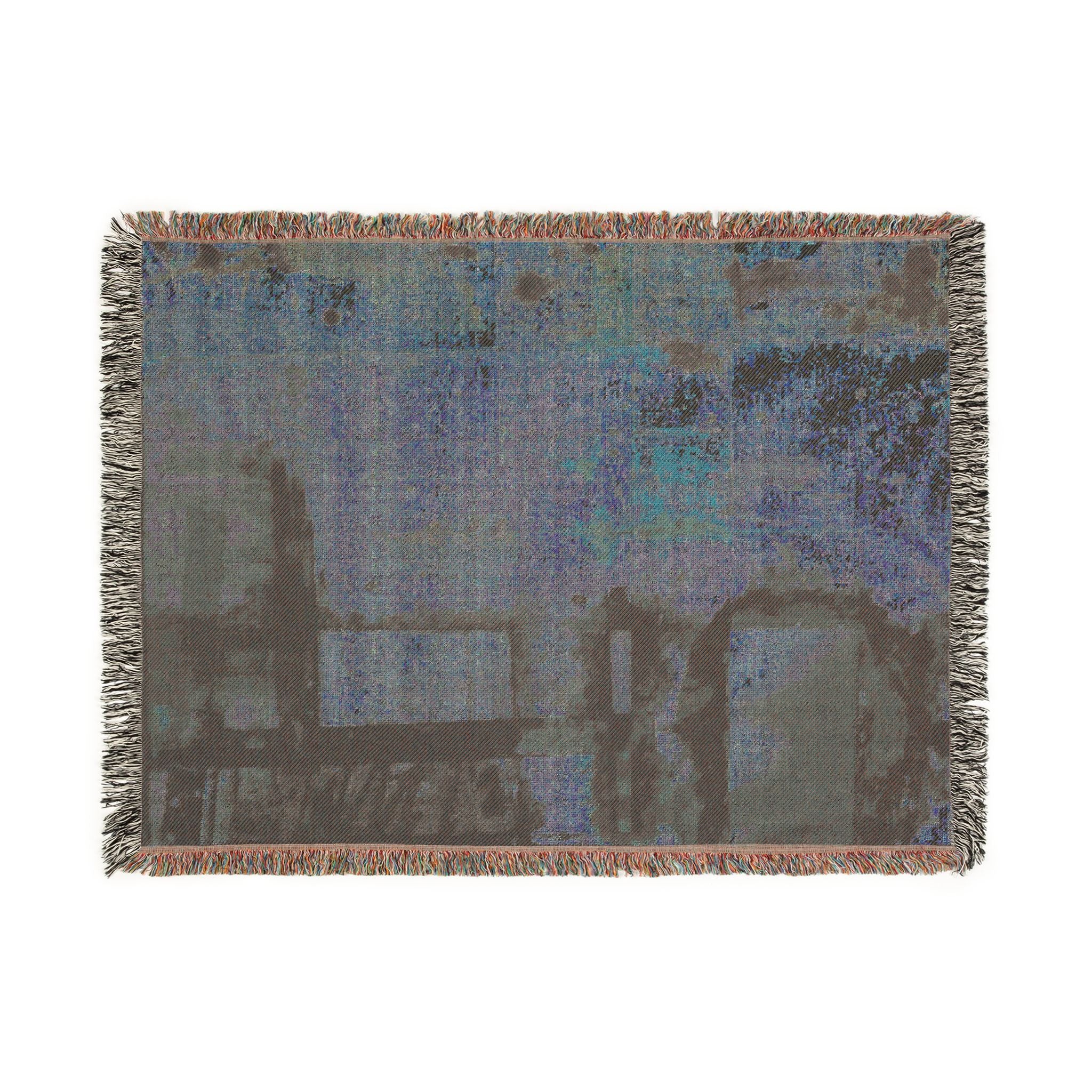 "Dance in the Rain" Acrylic Painting, Abstract Textile Pixel Art Woven Blanket — Modern Geometric Throw for Living Room, Sofa, or Bedroom