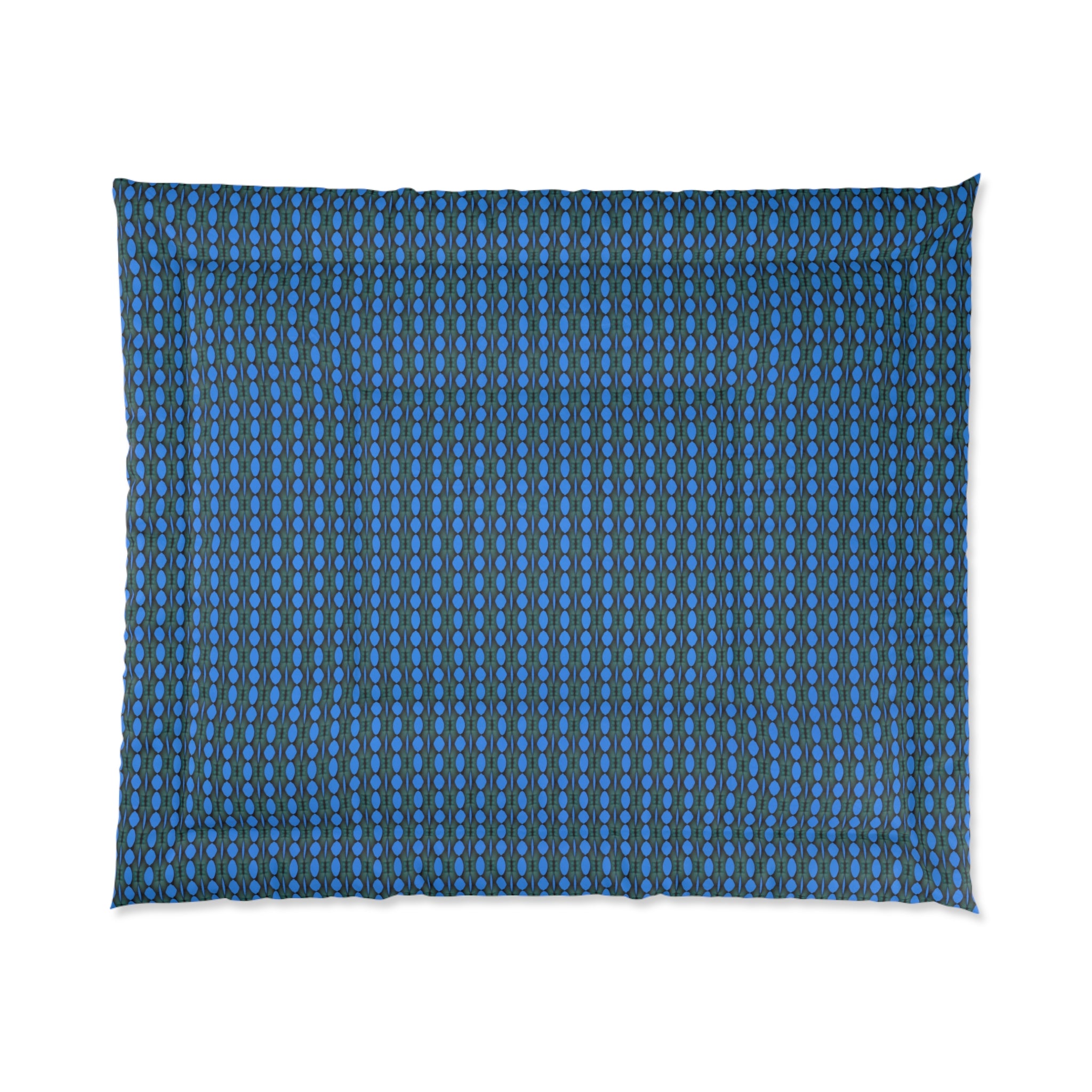 "Where Are We Going?" Blue Geometric Comforter — Modern Dot Pattern Bedding for Teen & Adult Bedrooms