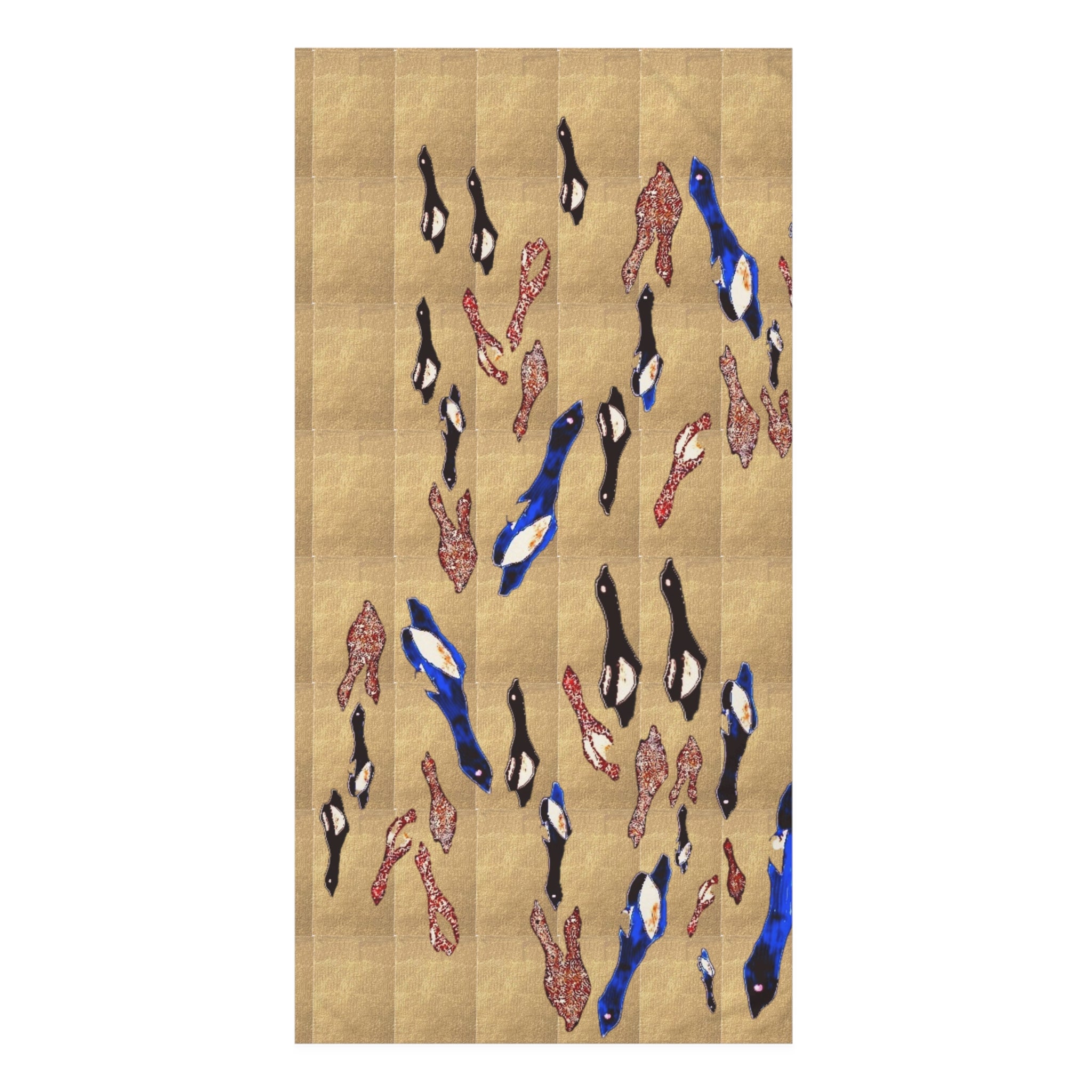 "Fly Me to the Moon" Plush Beach Towel — Abstract Tapestry Bird Print on Gold