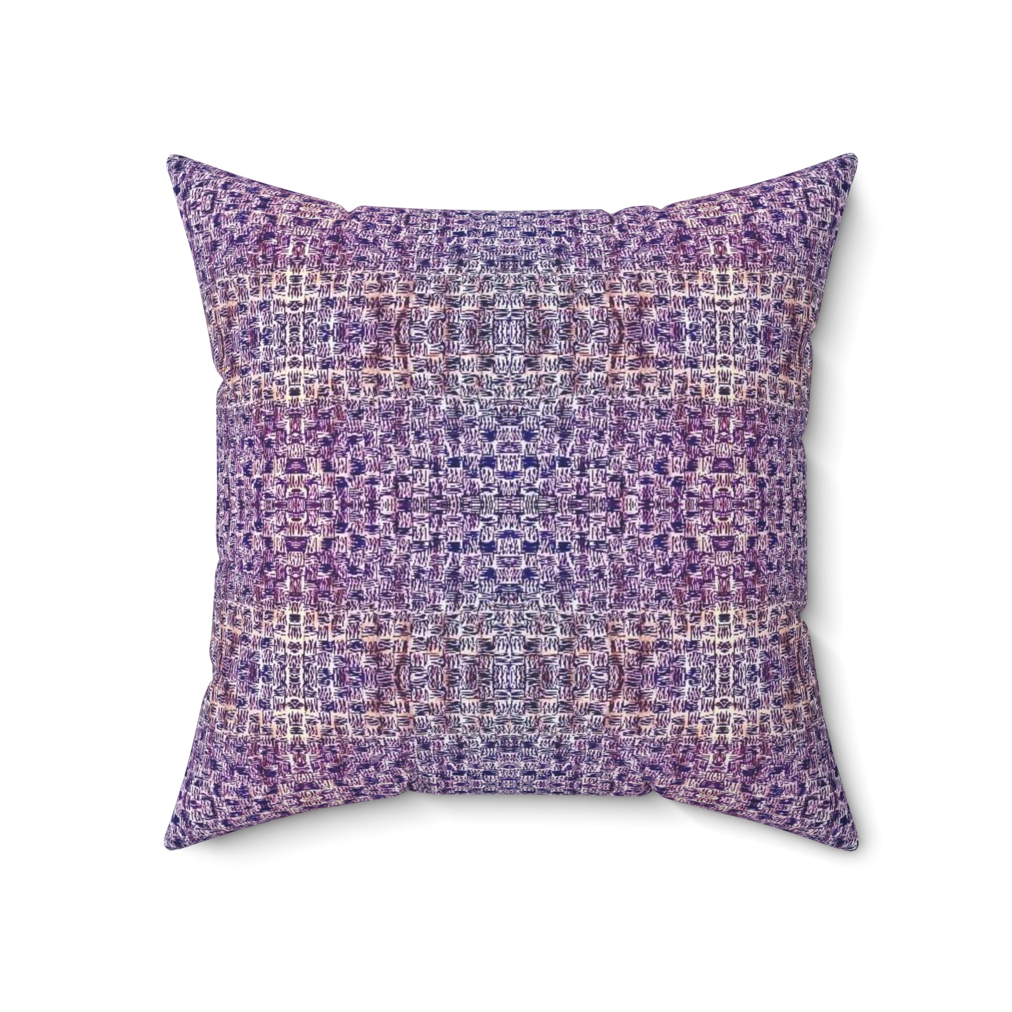 "Pauline, My Love" Purple and Blue Mosaic Decorative Pillow - Boho Geometric Accent Cushion