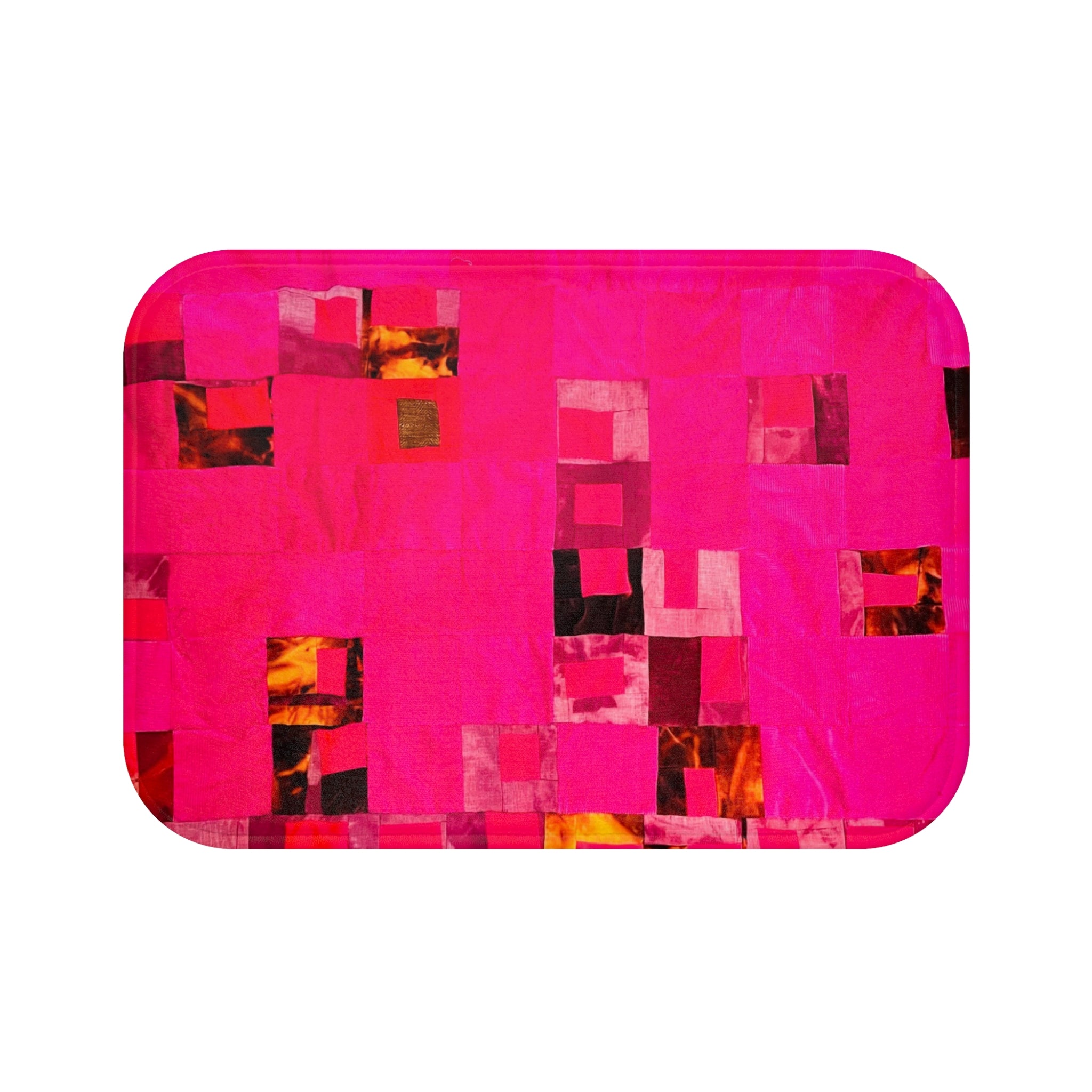 "Lela" Vibrant, Bright Pink Geometric Bath Mat