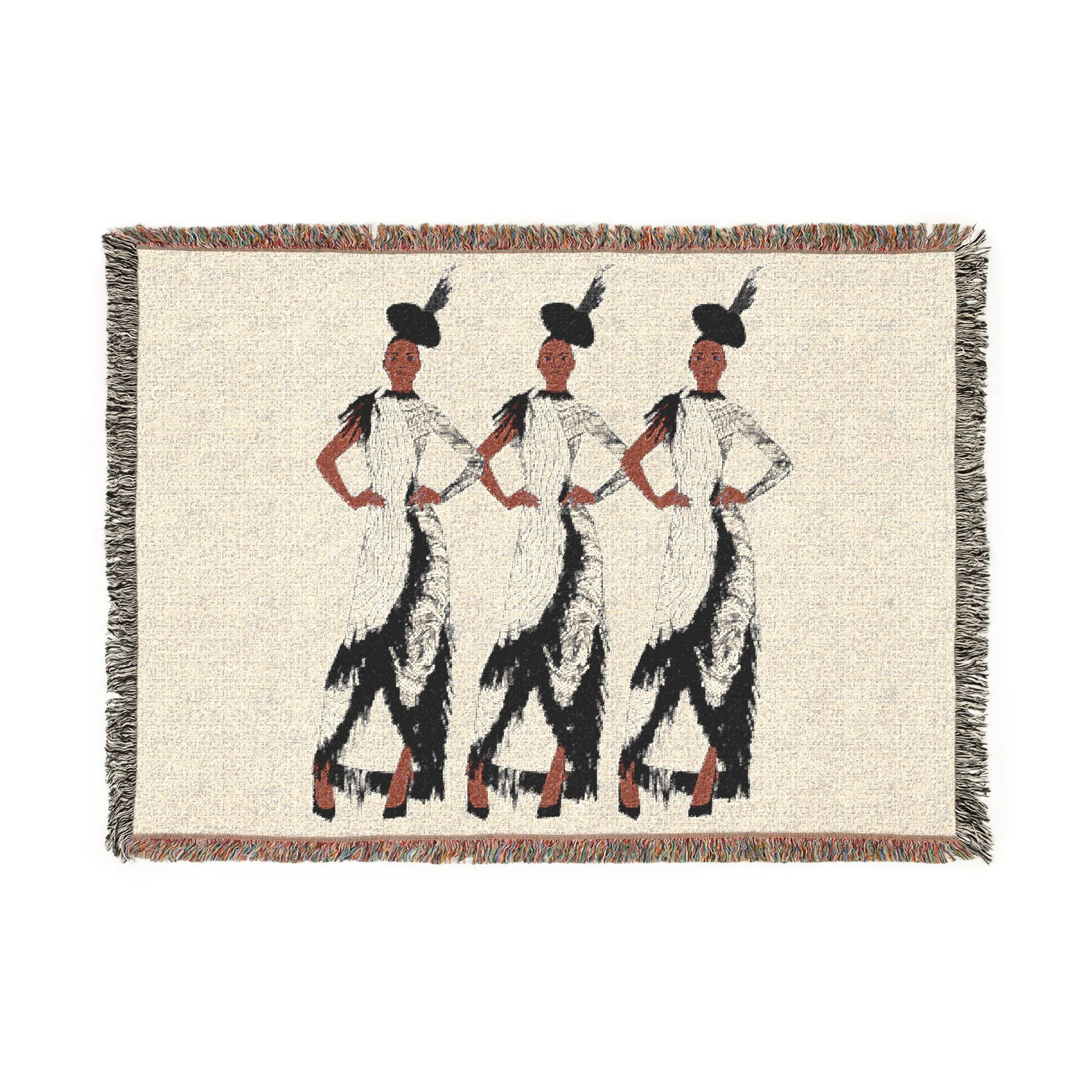 "Fierce Honey" Art Deco Trio Woven Blanket — Vintage Jazz Era Dance Design