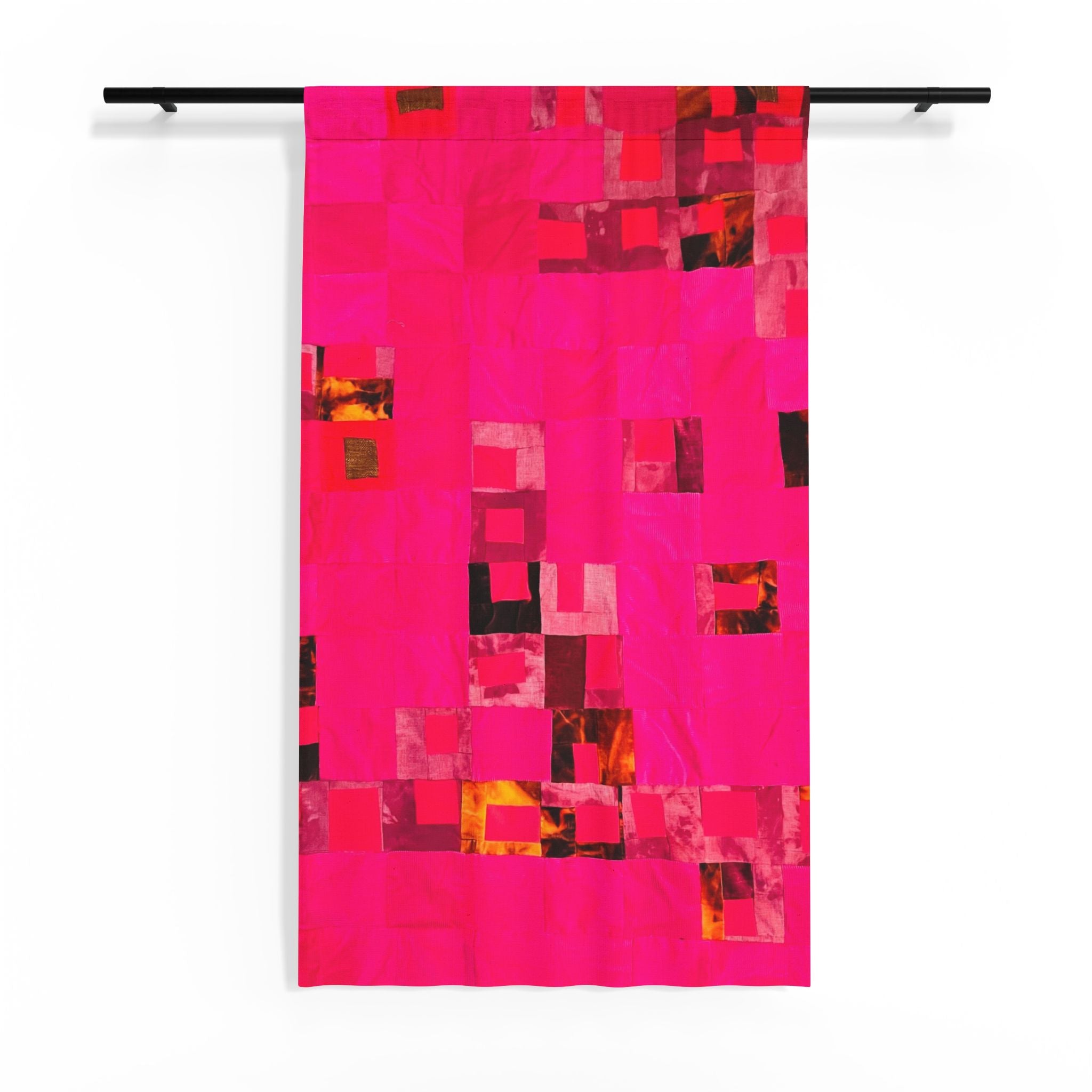 "Lela Lela" Sheer Window Curtain — Hot Pink Abstract Geometric Sheer Panel