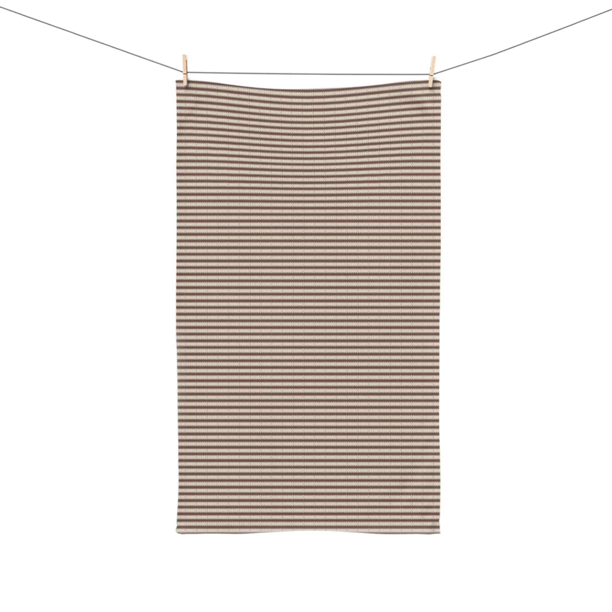 "Mississippi Morning" Striped Farmhouse Hand Towel — Neutral Brown Kitchen Towel