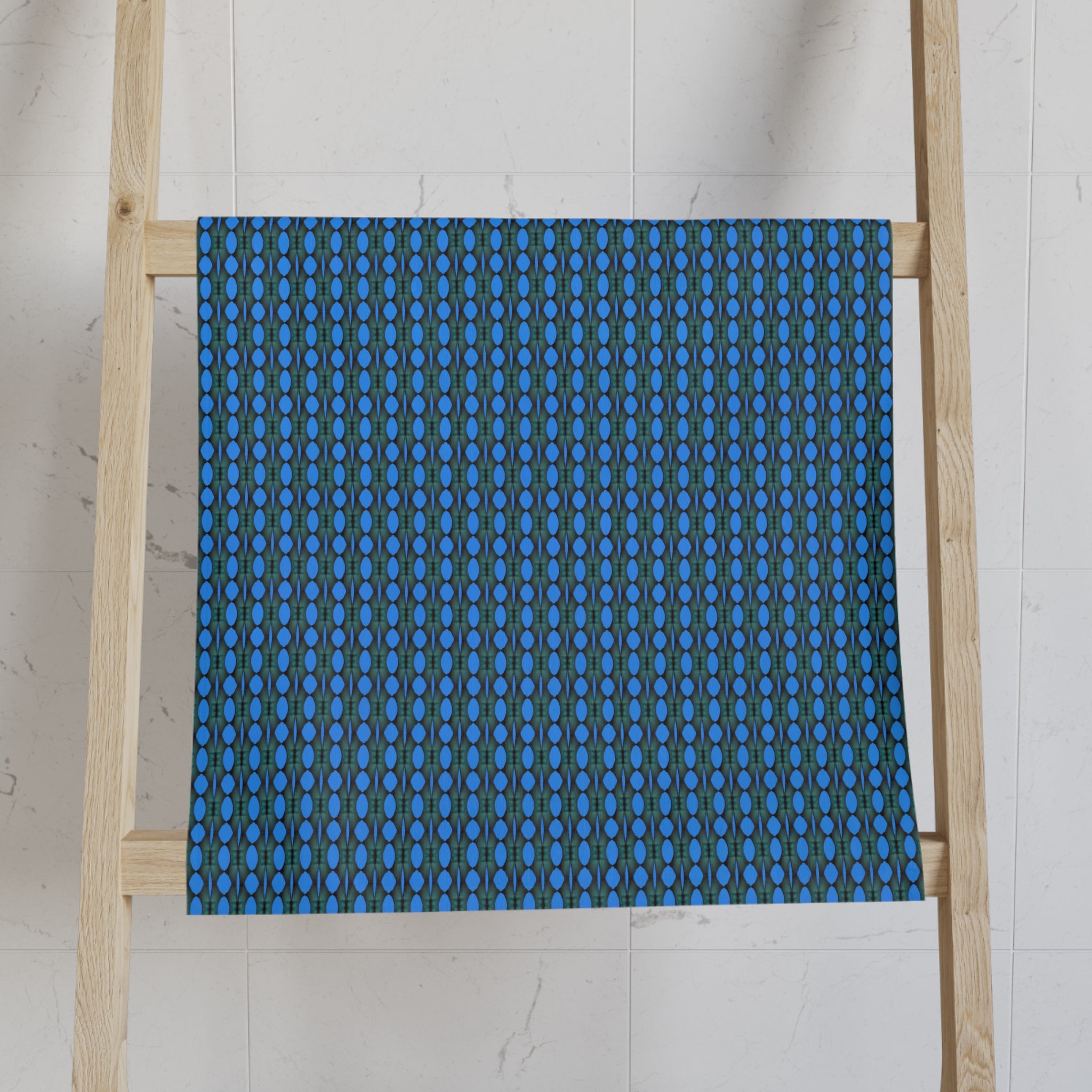 "Where Are We Going?" Blue Geometric Dot Hand Towel — Modern Kitchen & Bath Accent