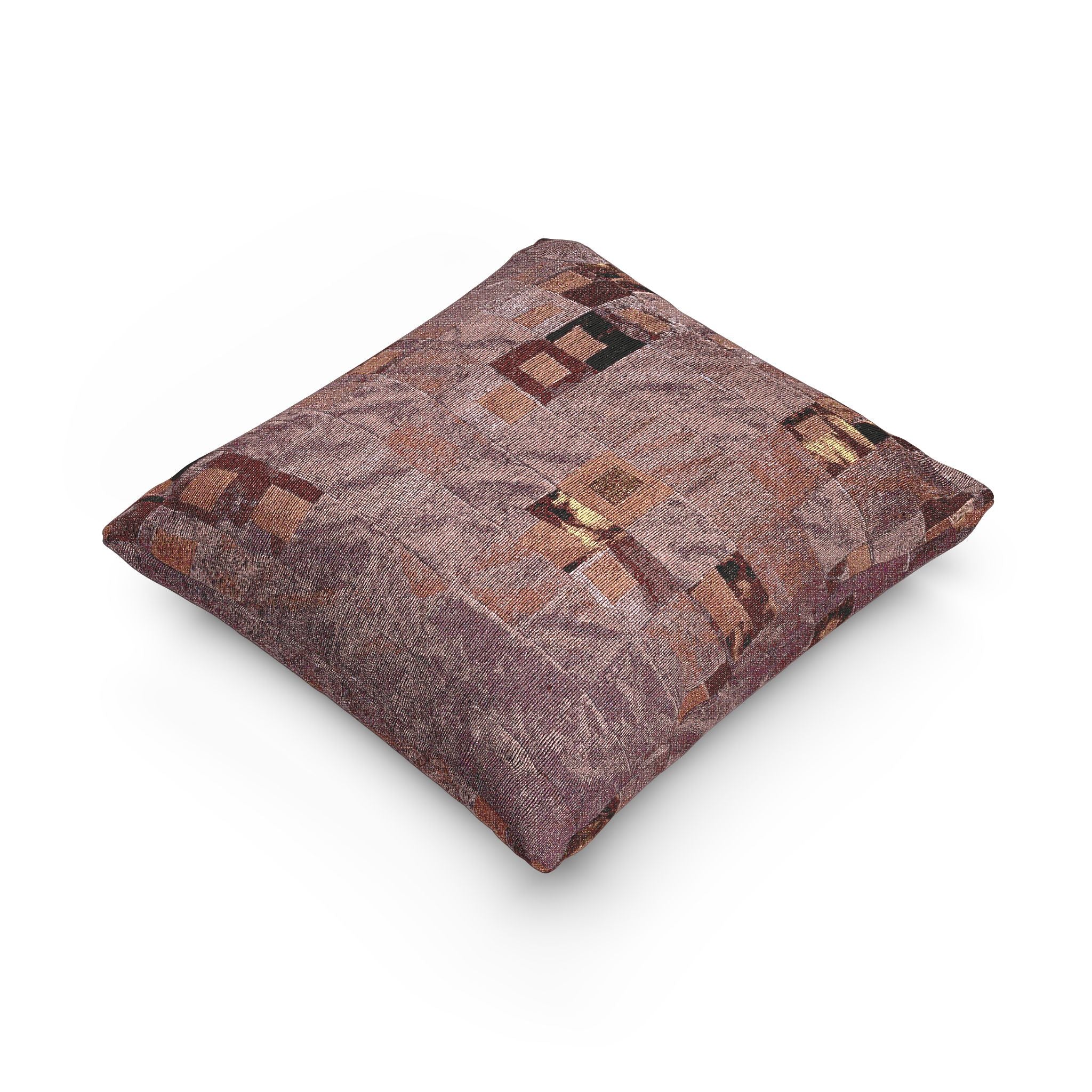 "Lela" Woven Pillow — Geometric Bronze Mosaic Decorative Throw Pillow