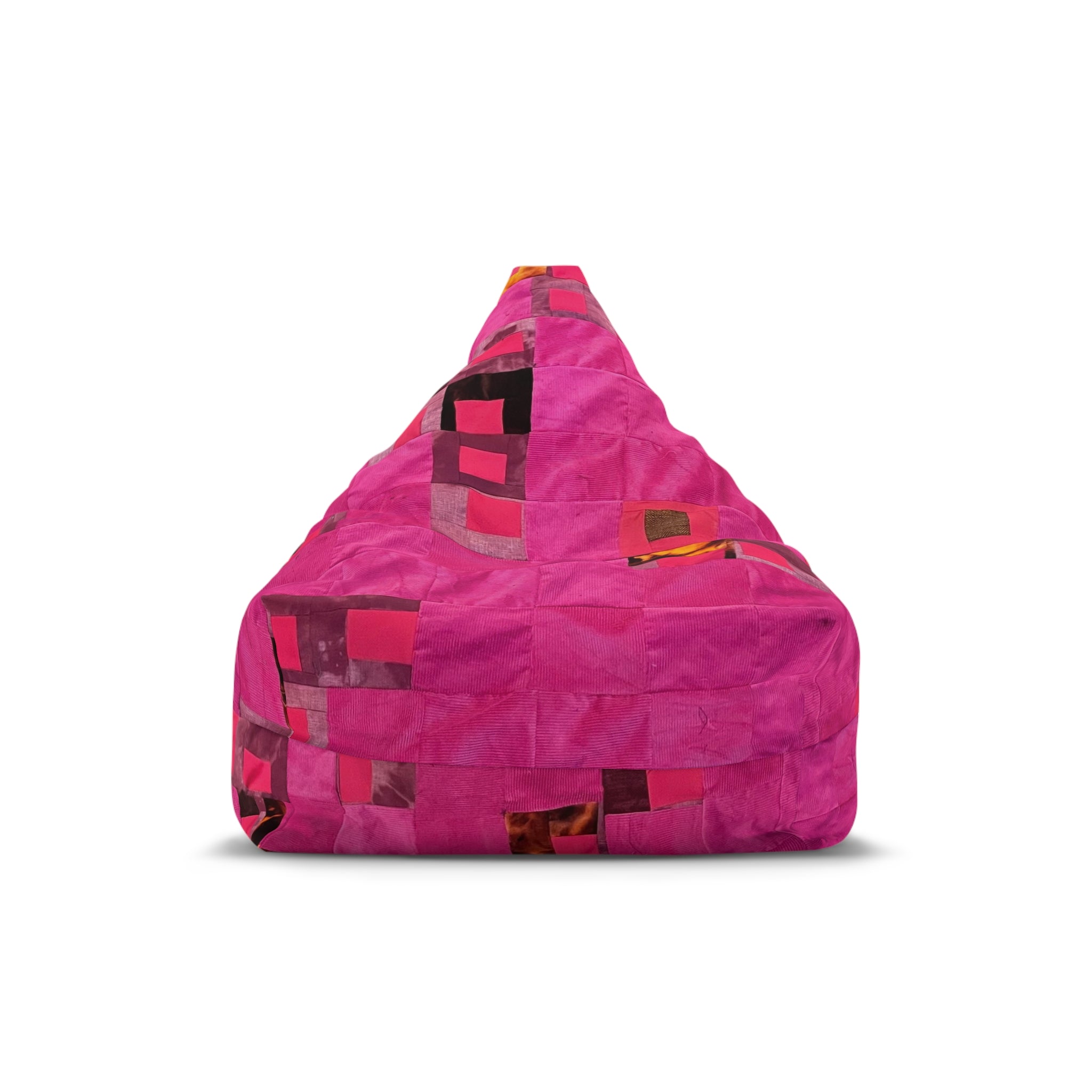 "Lela" Pink Patchwork Bean Bag Cover — Vibrant Geometric Accent