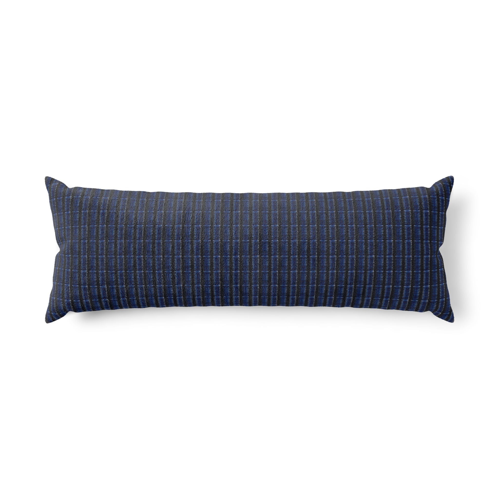"Mississippi Midnight: Lovely Banjo Blues" Navy Plaid Body Pillow — Long Lumbar Support Pillow for Bed & Sofa