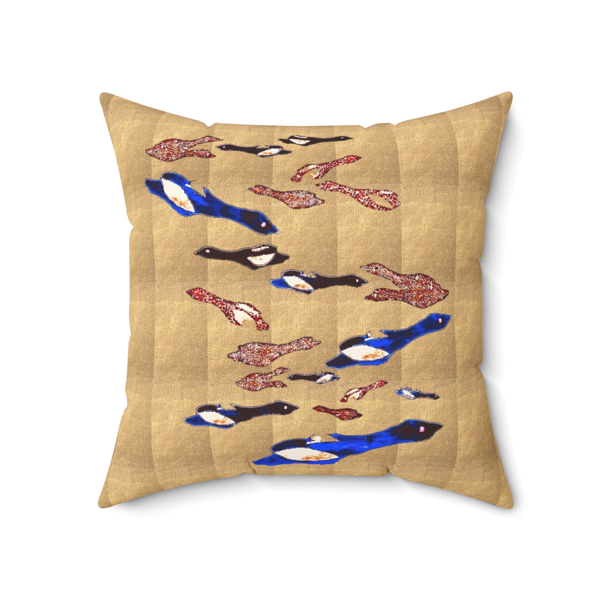 "Fly Me to the Moon" Golden Skies Throw Pillow —Blue Bird Tapestry Decorative Cushion