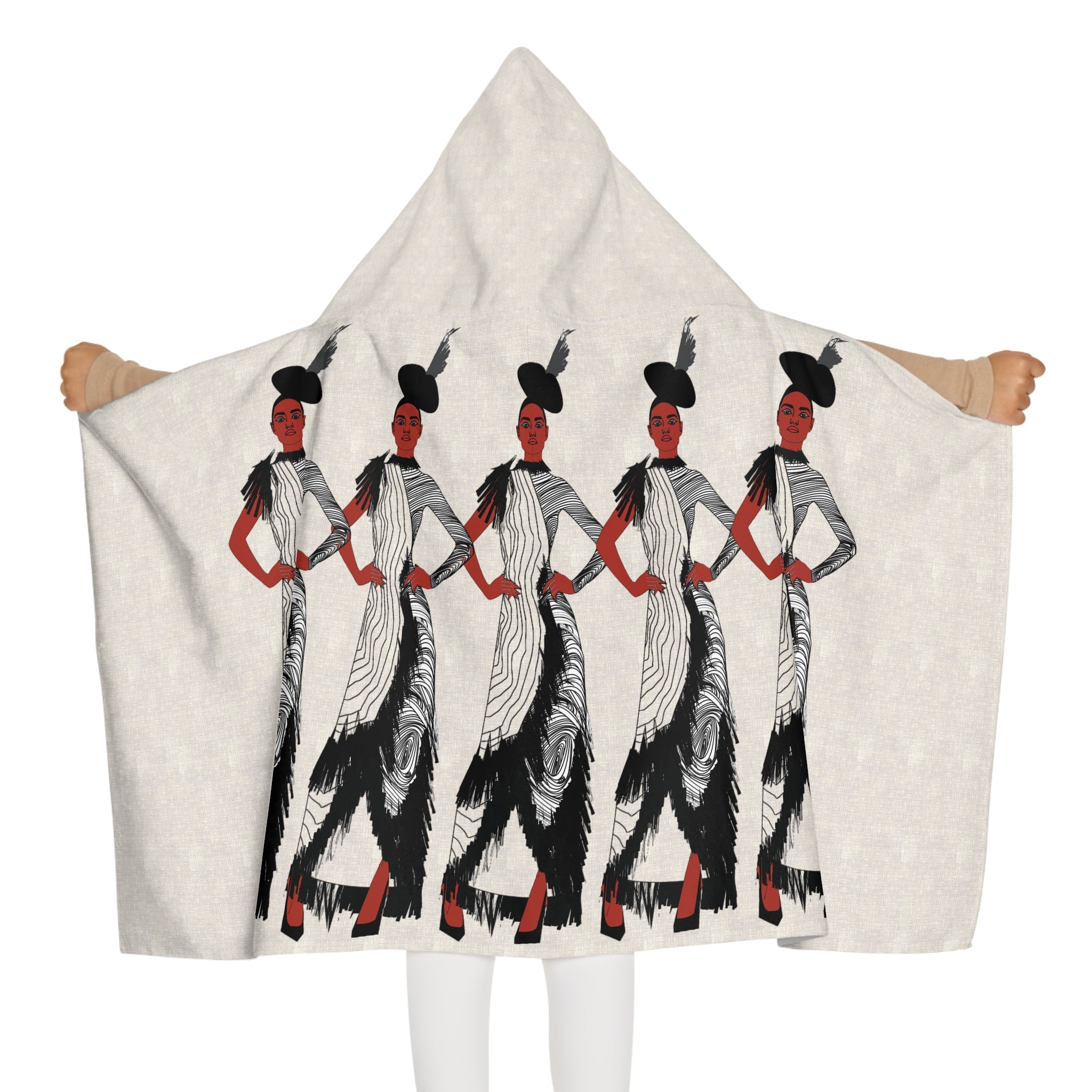 "Fierce Honey" Hooded Towel — Retro Flapper Girls Pattern