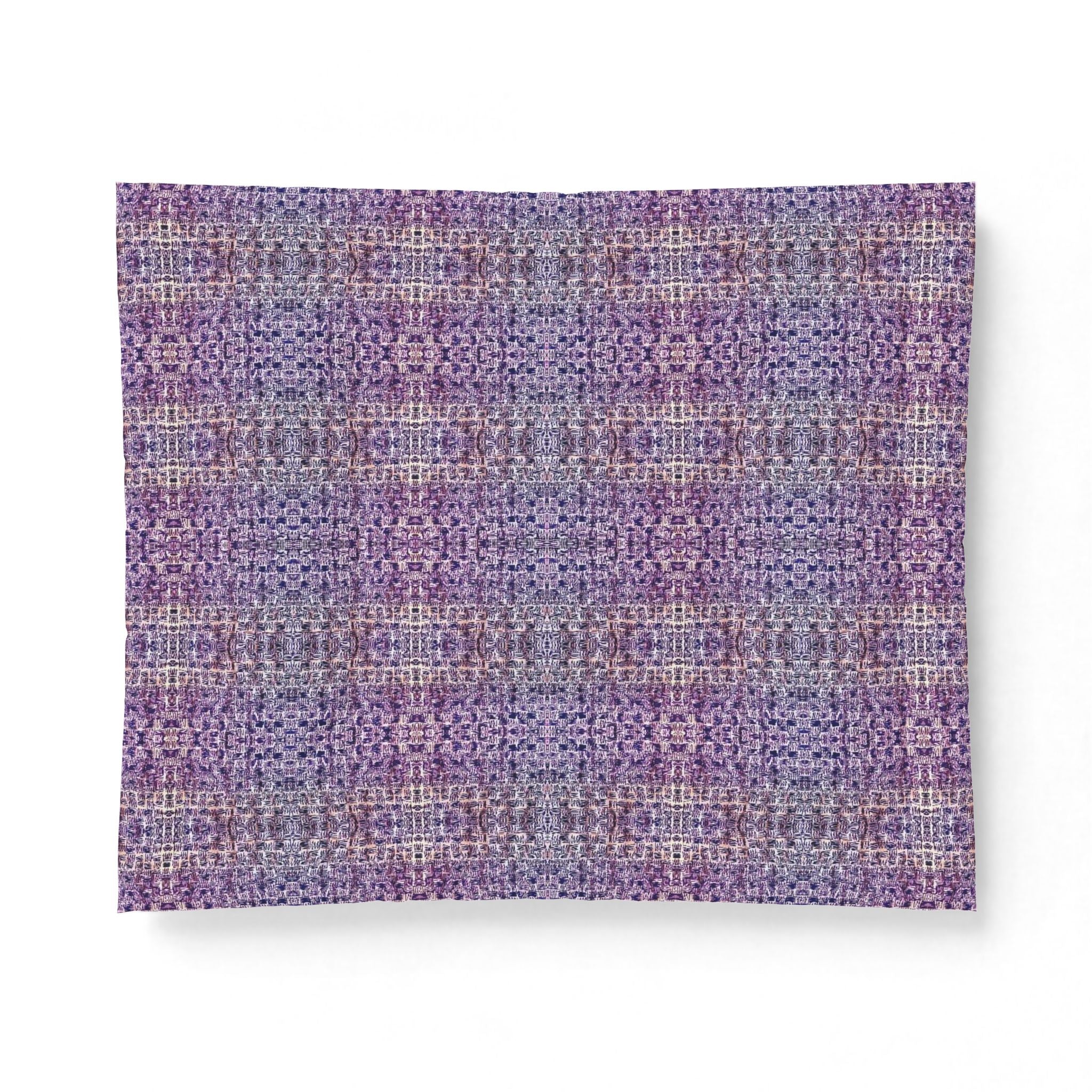 "Pauline, My Love" Purple Mosaic Cotton Comforter – Boho Floral Pattern Bedspread