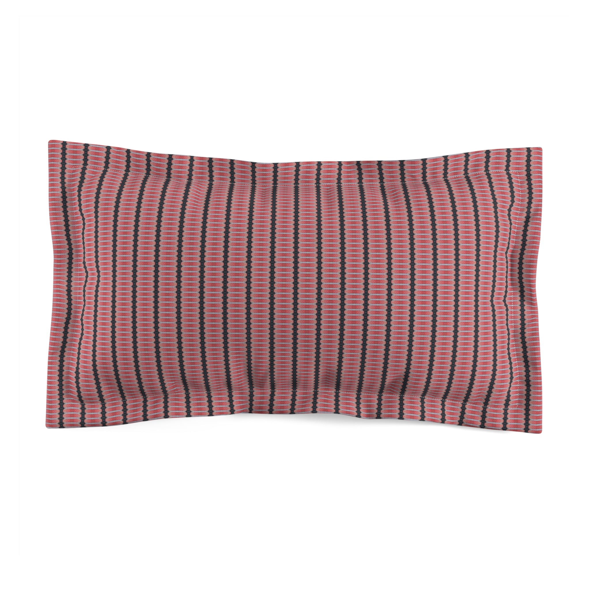 "The Nike of Samothrace" Striped Pink Microfiber Pillow Sham — Modern Boho Bed Accent