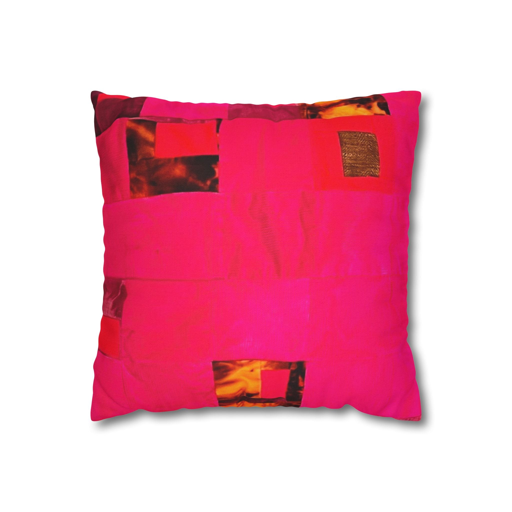 "Lela Lela" Hot Pink Abstract Square Pillowcase — Modern Geometric Decorative Throw Pillow