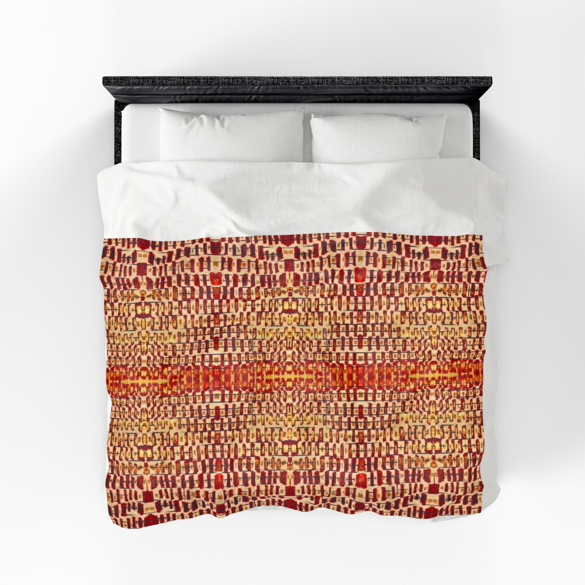 "Queen Mother" Gold and Bronze Velveteen Plush Blanket — Autumn Regal Stripe Throw