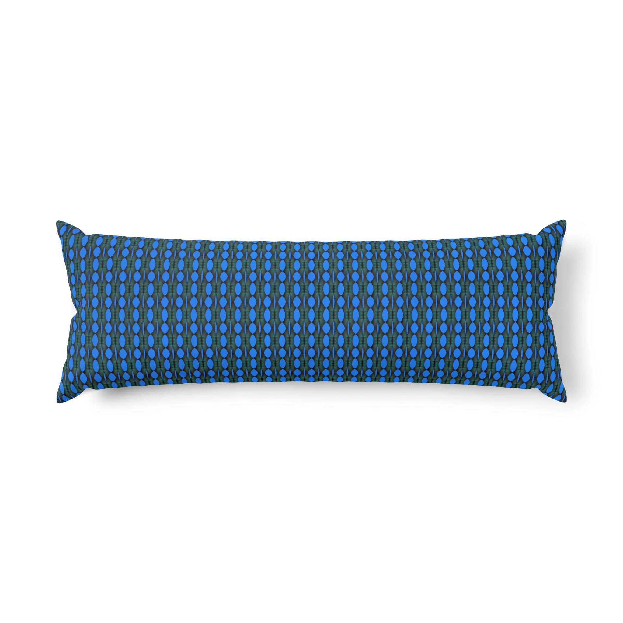 "Where Are We Going?" Blue Geometric Body Pillow — Long Lumbar Support Pillow with Subtle Dot Pattern