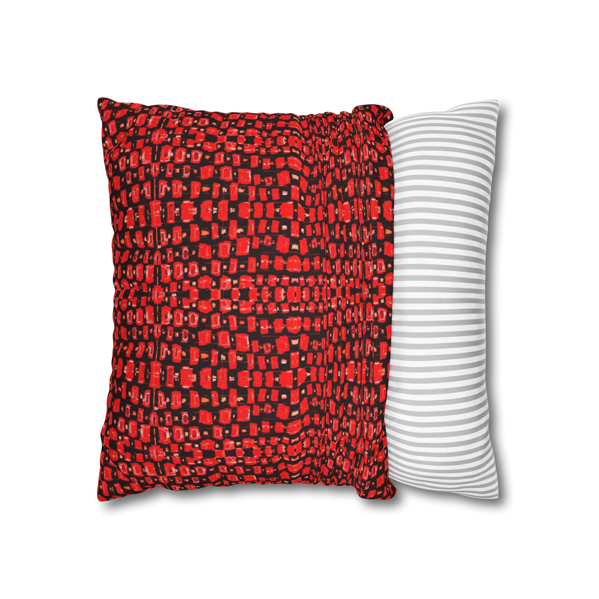 "Japanese Cherry Blossom" Red and Black Reptile Print Mosaic Decorative Pillowcase