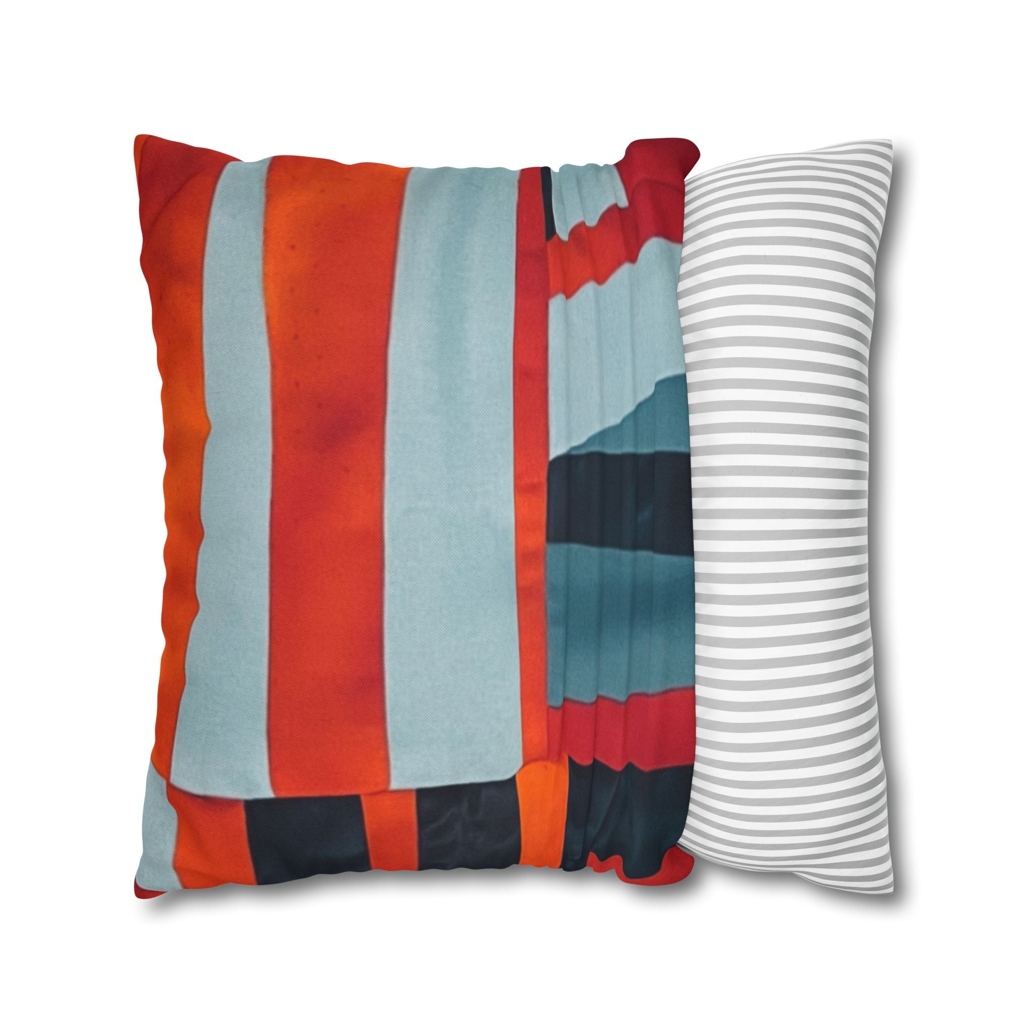 "Samuel" Abstract Geometric Accent Pillowcase — Bold Red & Teal Modern Throw Pillow