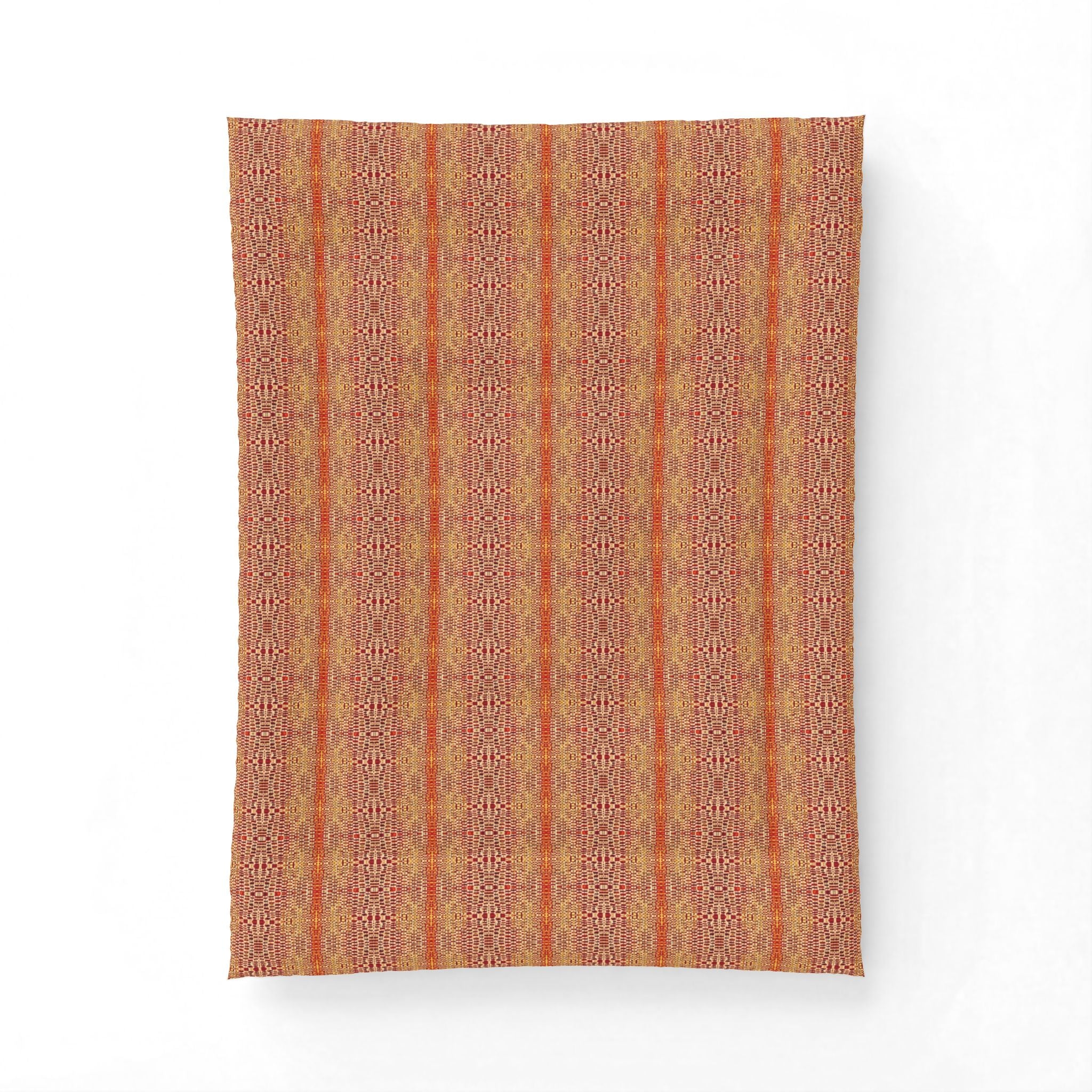 "Queen Mother" Gold Bronze Regal Boho Striped Cotton Comforter — Warm Earthtone Tribal Pattern