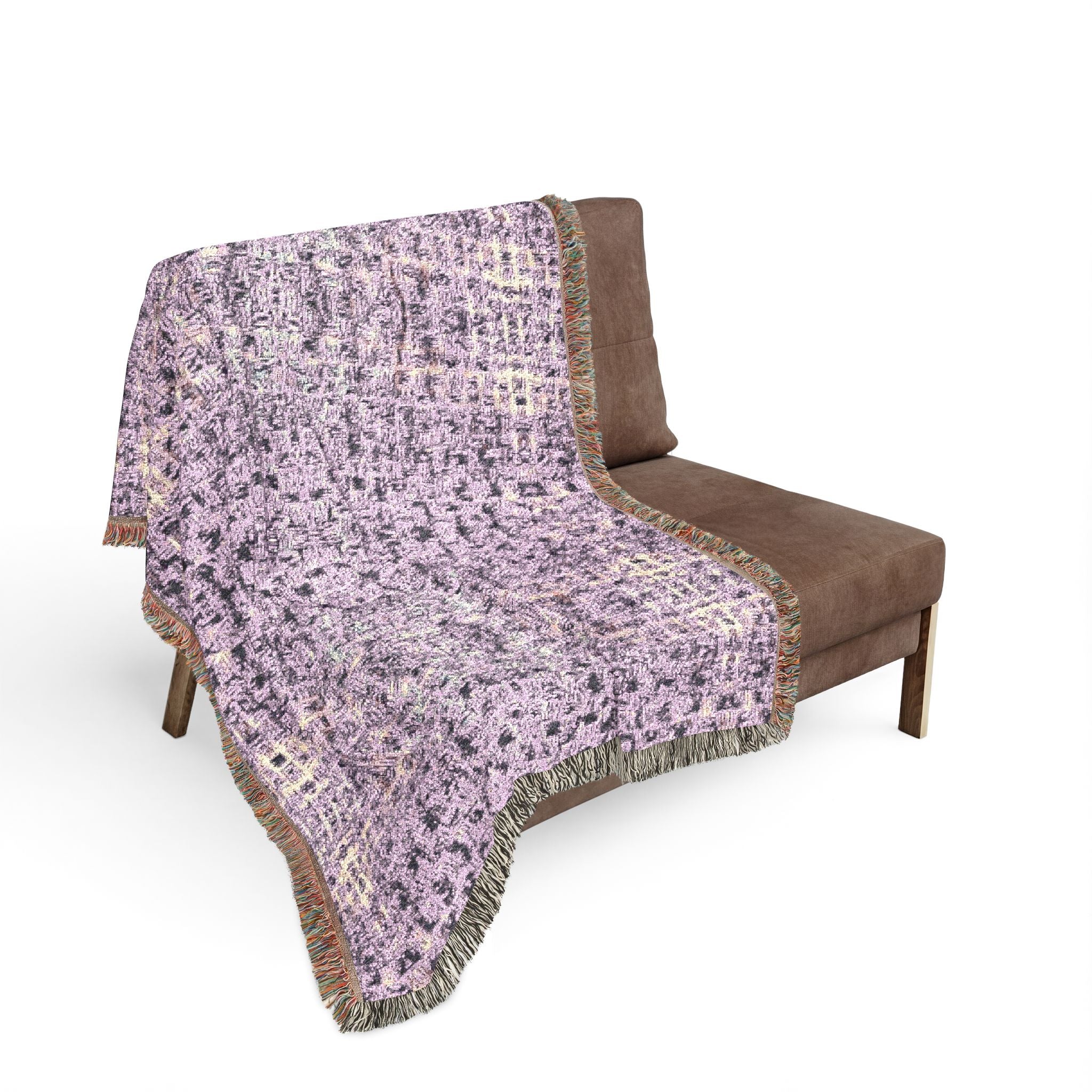 "Pauline, My Love" Pen Drawing On Paper, Violet Woven Textile, Warm Blanket