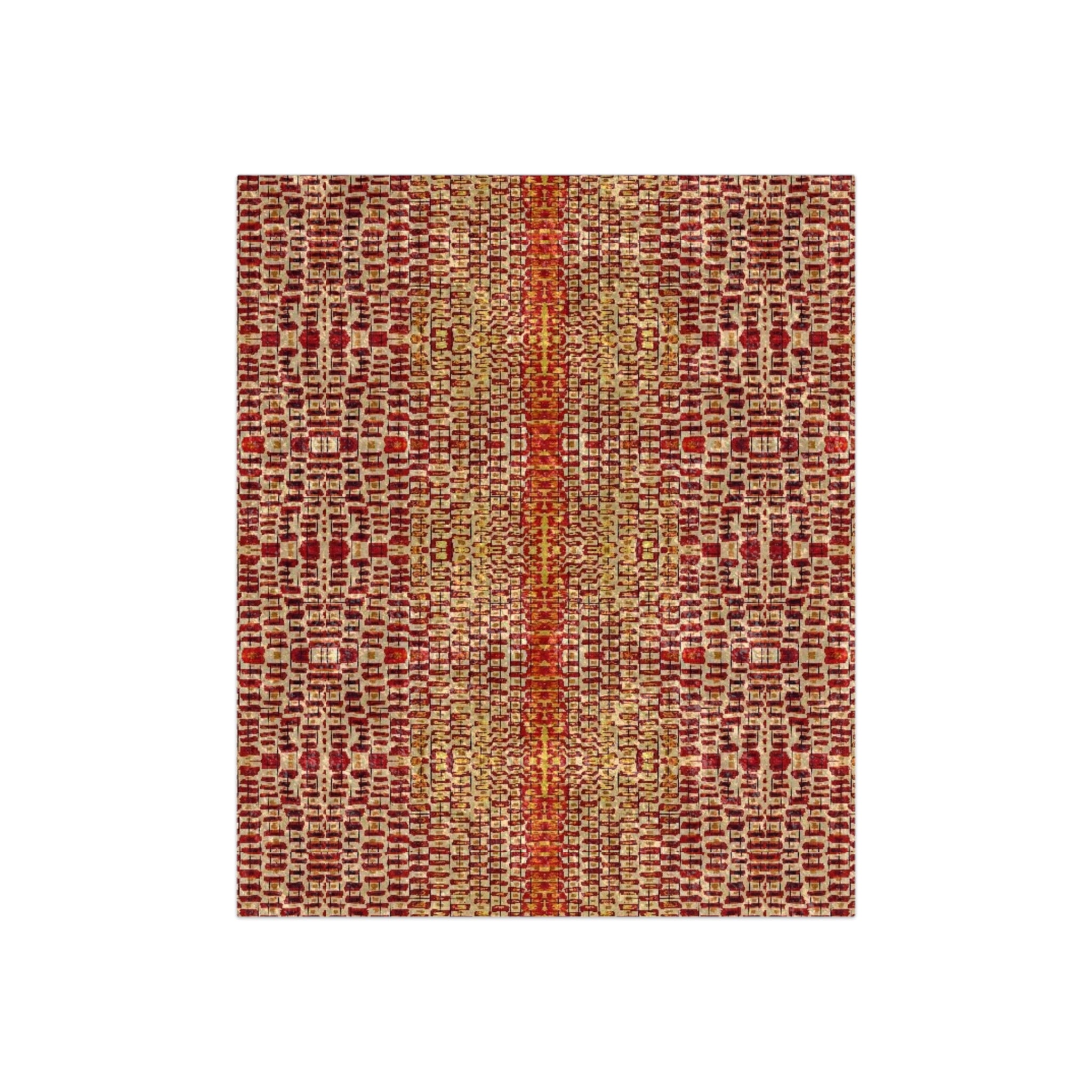 “Queen Mother” Crushed Velvet Blanket — Luxe Tribal Rust Pattern Throw