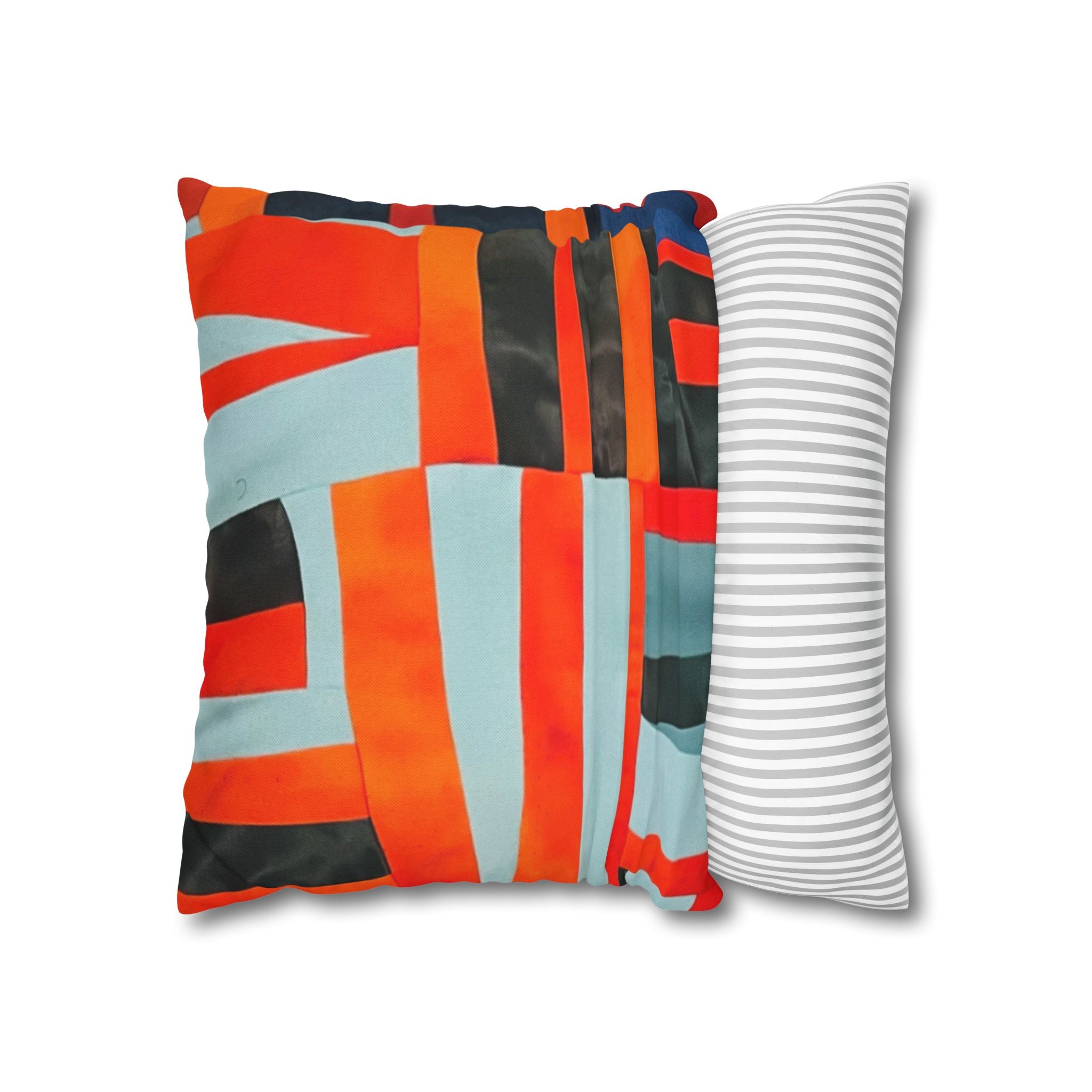 "Samuel" Abstract Geometric Accent Pillowcase — Bold Red & Teal Modern Throw Pillow