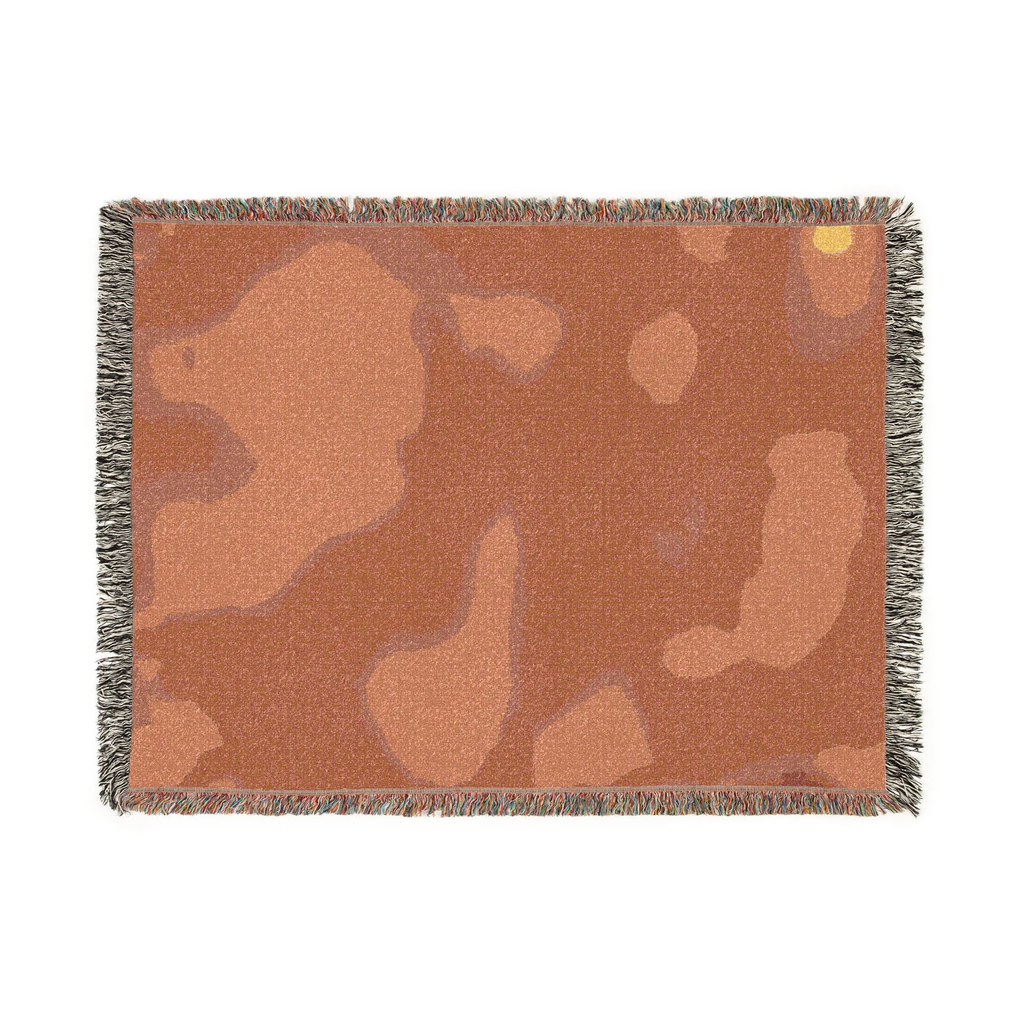 "The Skies Will Break For You, My Friend" Abstract Sunset Woven Blanket — Earth & Ocean Tones Cozy Throw