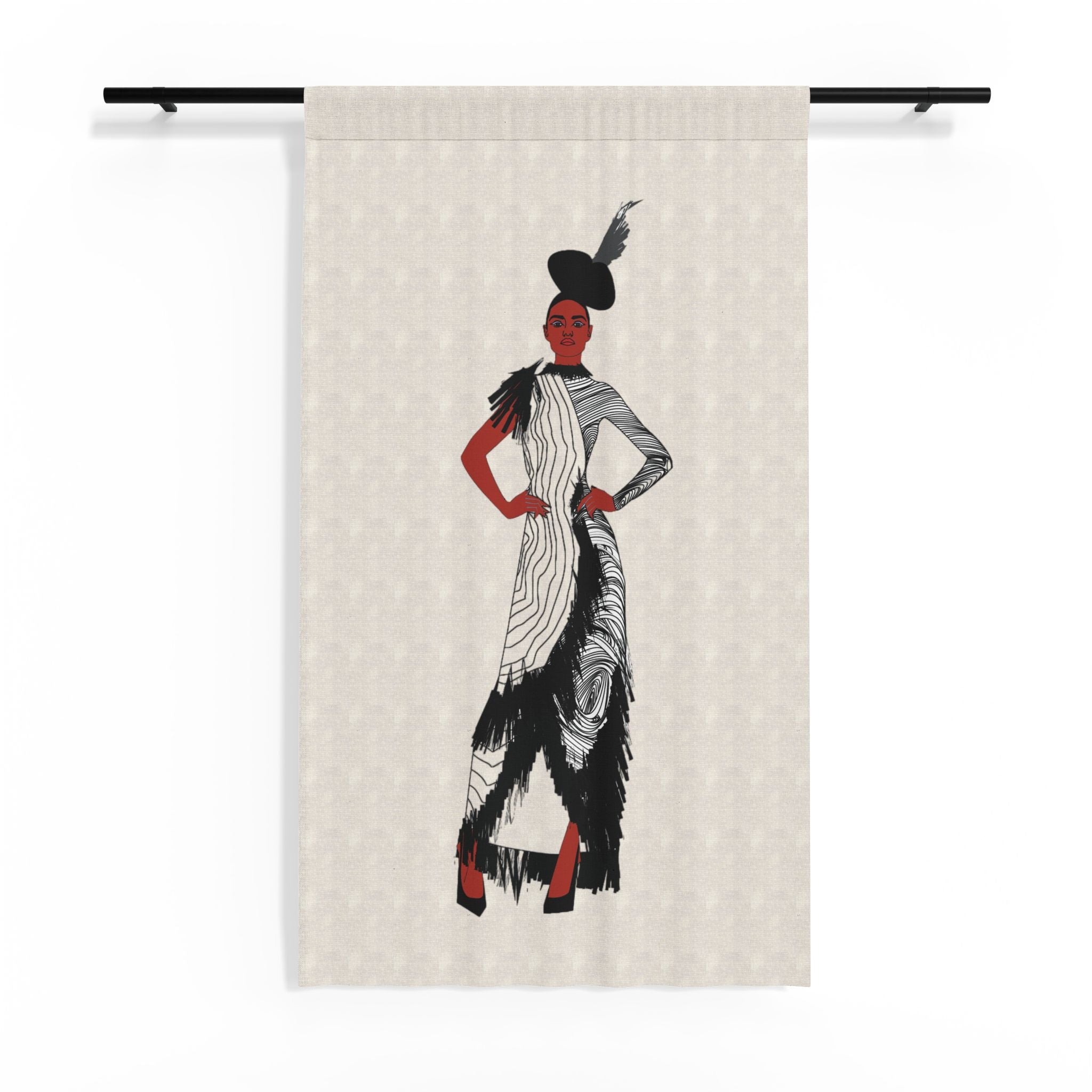 "Fierce Honey" Black Girl Magic Sheer Curtain — Vintage Fashion Illustration Drapery Panel